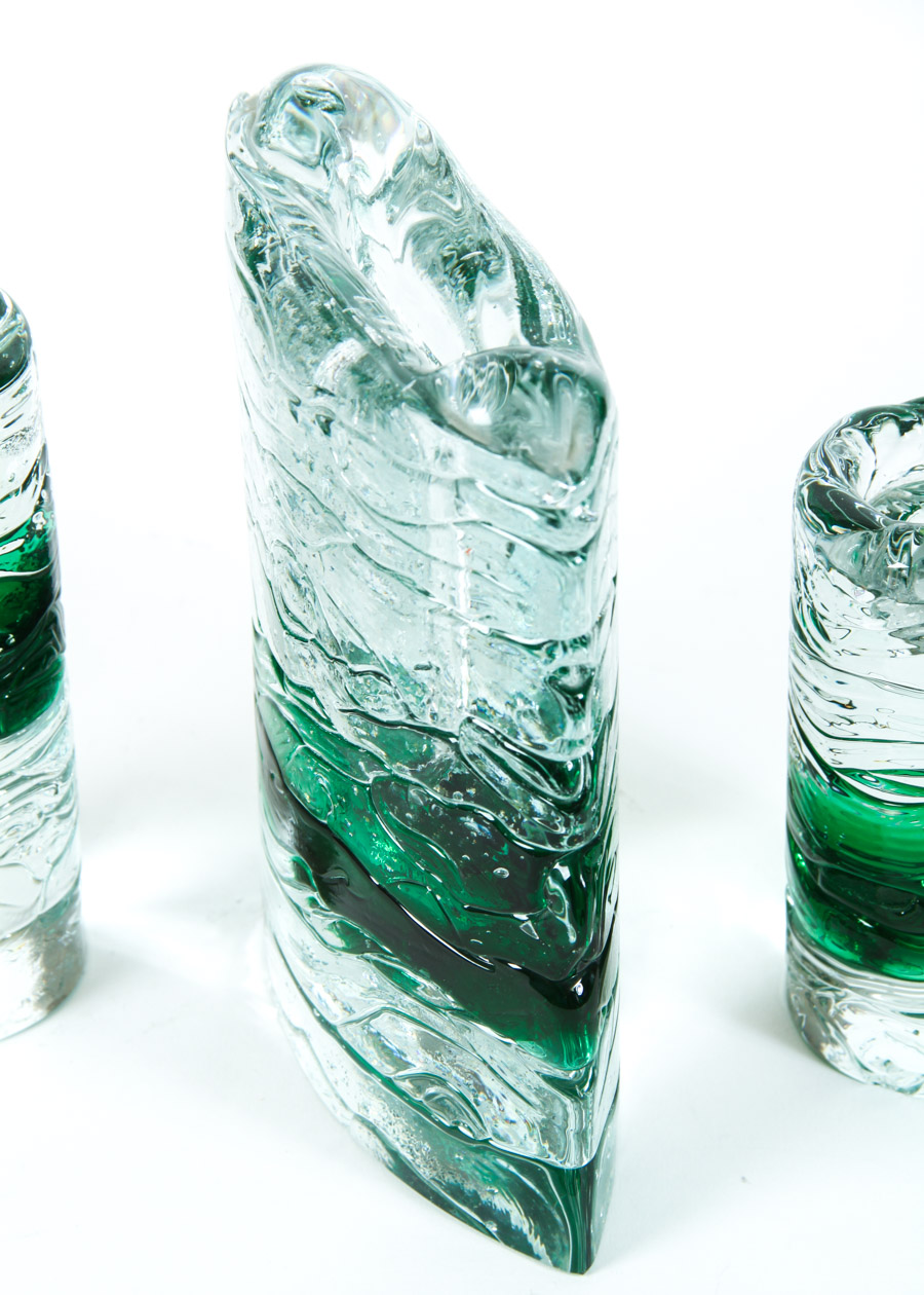 Art Glass Vase with Candle Holders