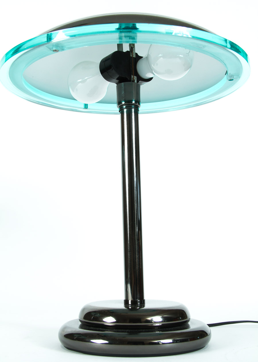 Pair of Metal and Glass Table Lamps