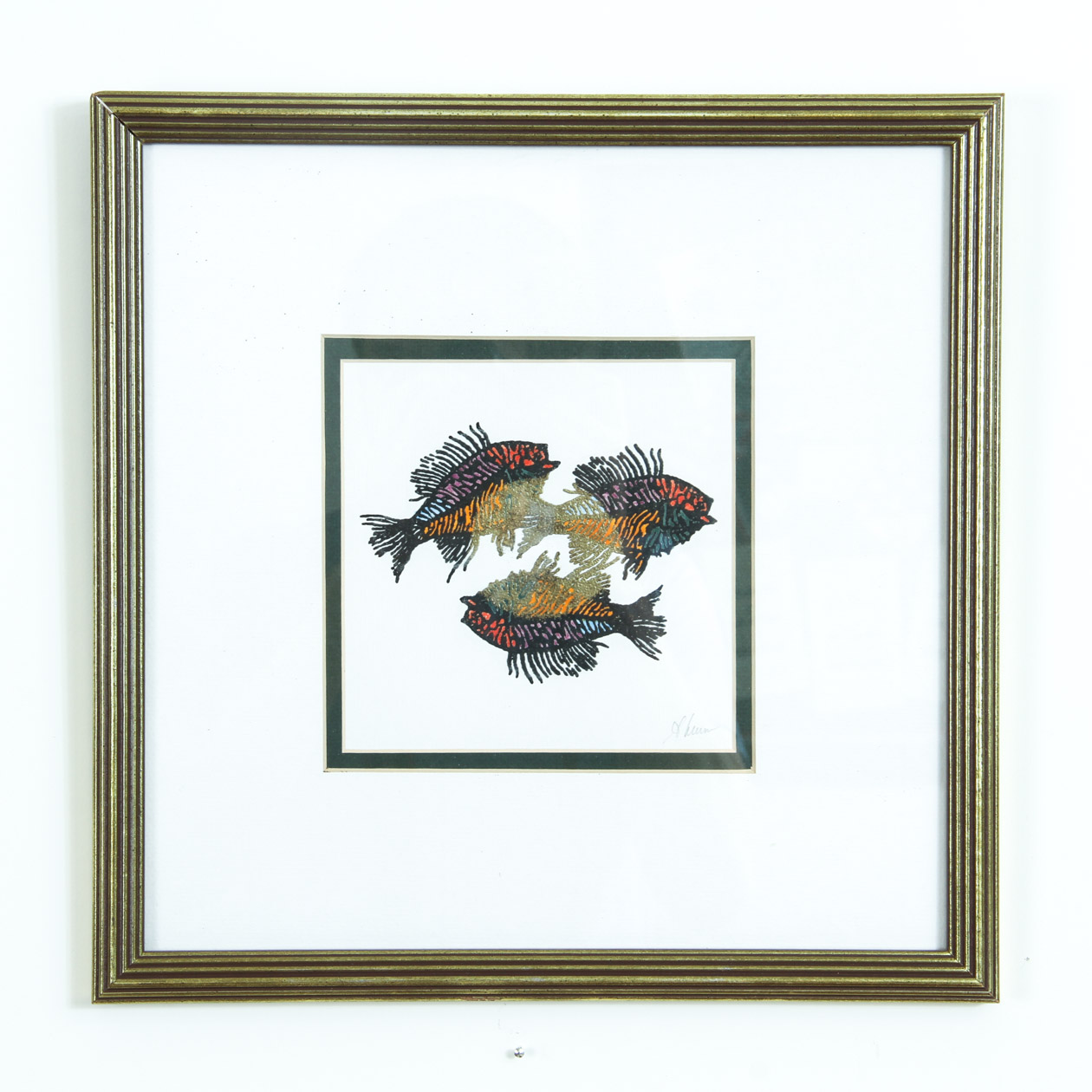 Pair of Prints of a Shell and Fish