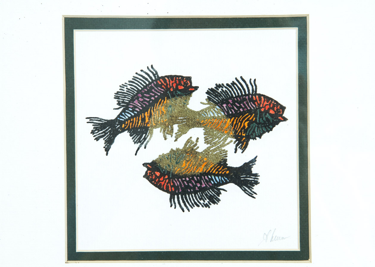 Pair of Prints of a Shell and Fish