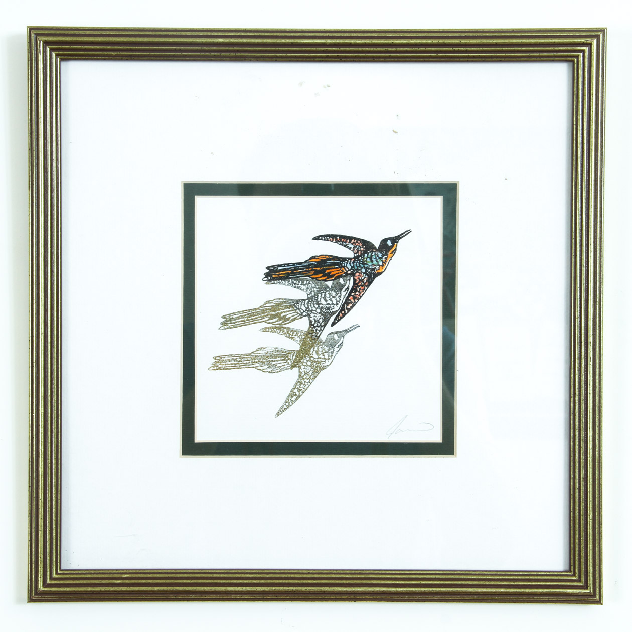 Two Prints of Butterflies and Birds