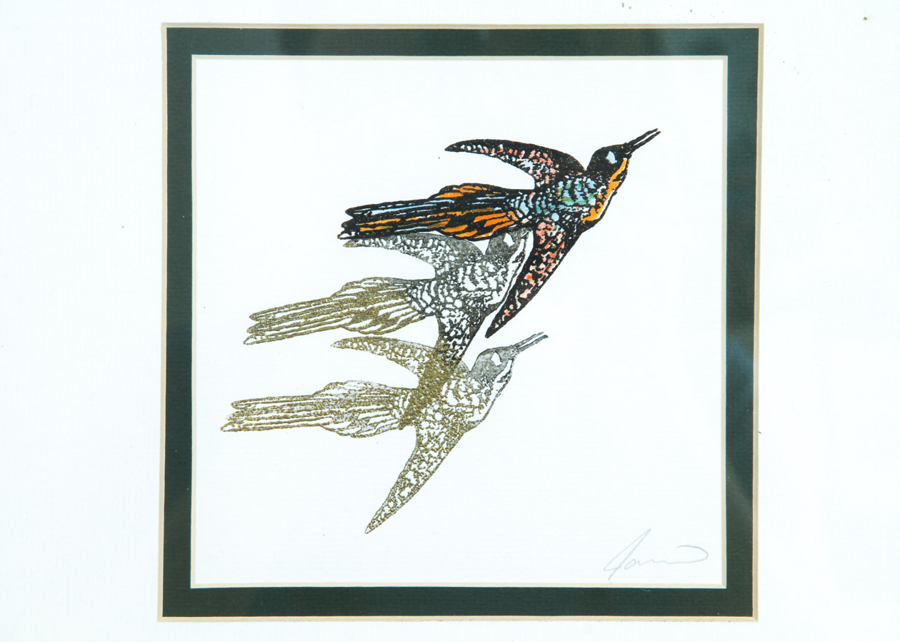 Two Prints of Butterflies and Birds