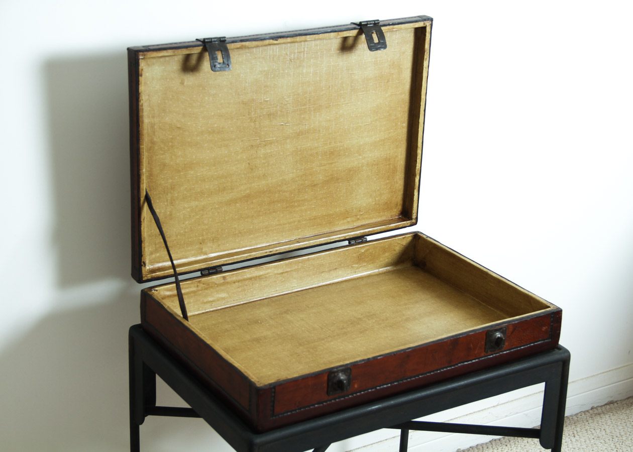 Vintage Suitcase On Metal Stand