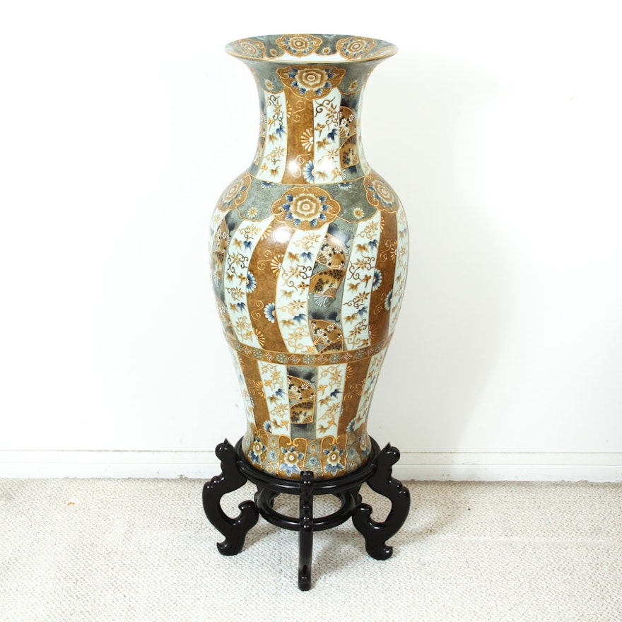 Japanese Satsuma Ware Vase with Stand