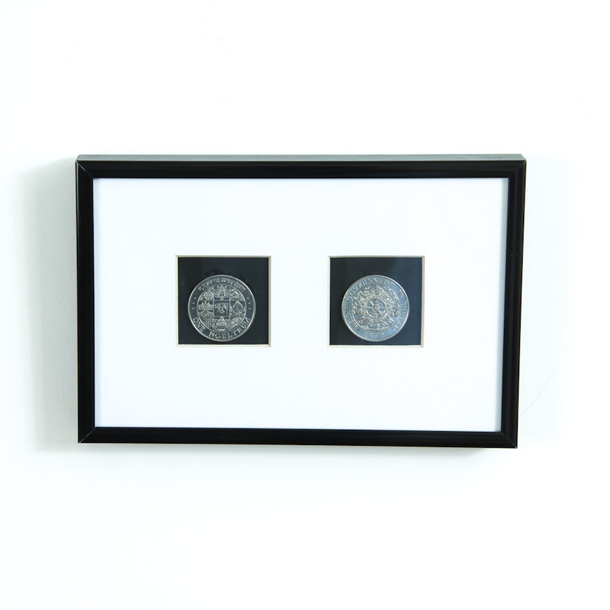 Pair of Framed 1979 Coins From Bhutan