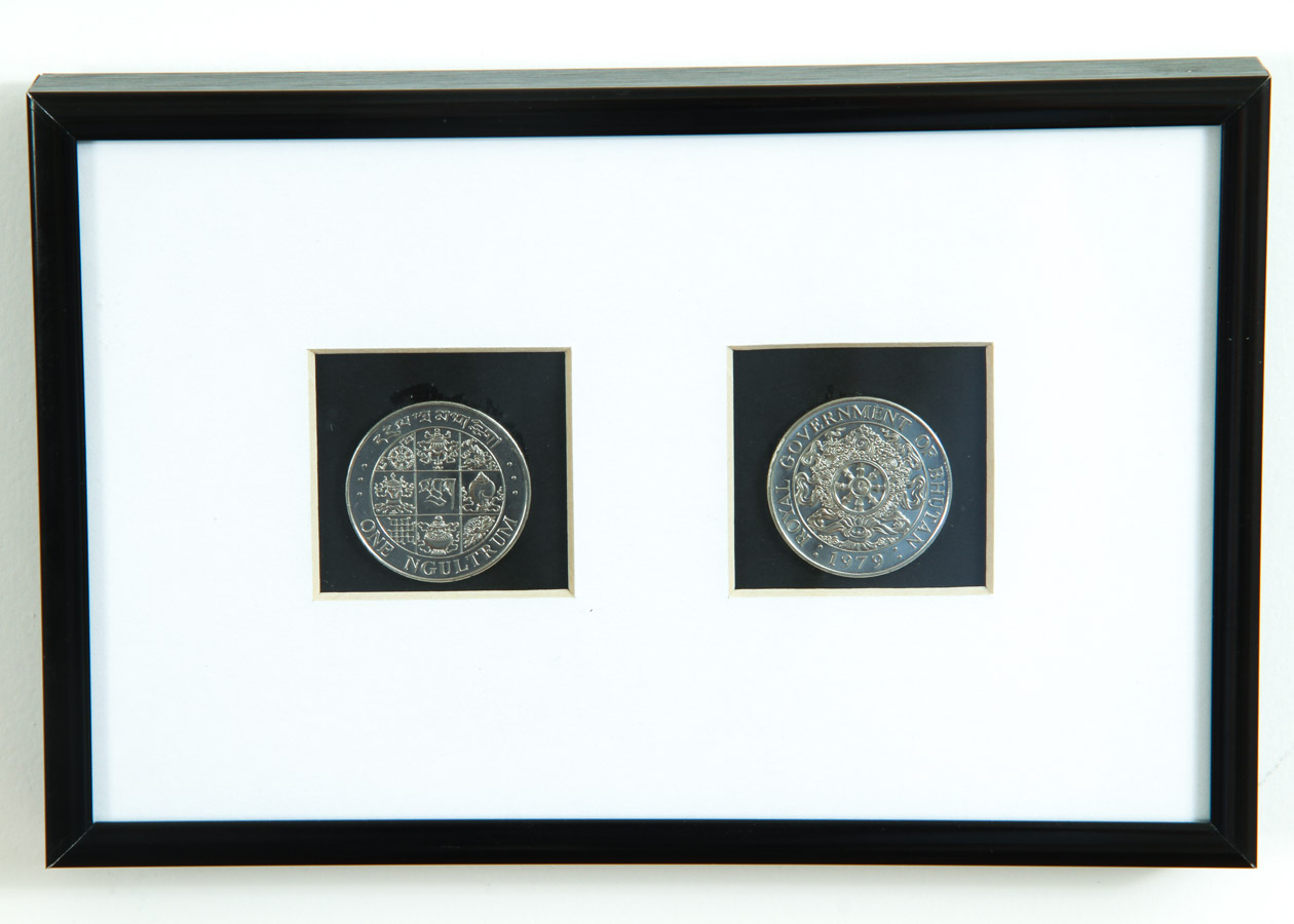 Pair of Framed 1979 Coins From Bhutan