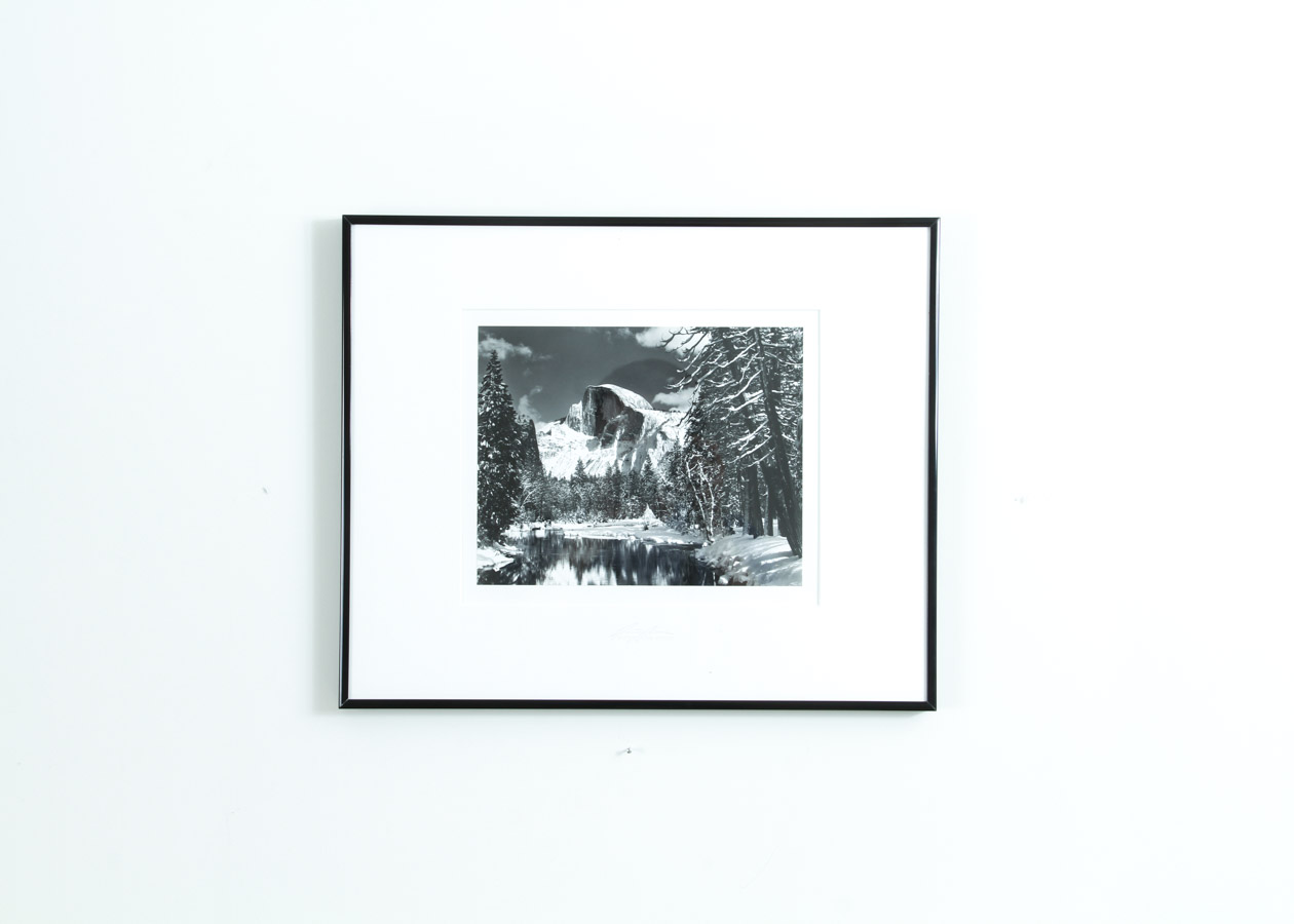 Ansel Adams Gelatin Silver Print Half Dome, Merced River, Winter