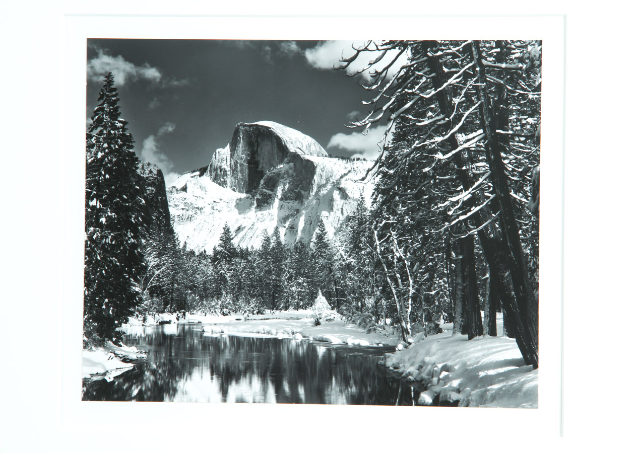 Ansel Adams Gelatin Silver Print Half Dome, Merced River, Winter