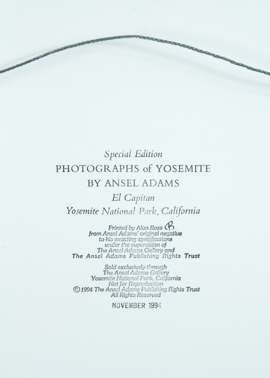 Ansel Adams Gelatin Silver Print "El Capitain"