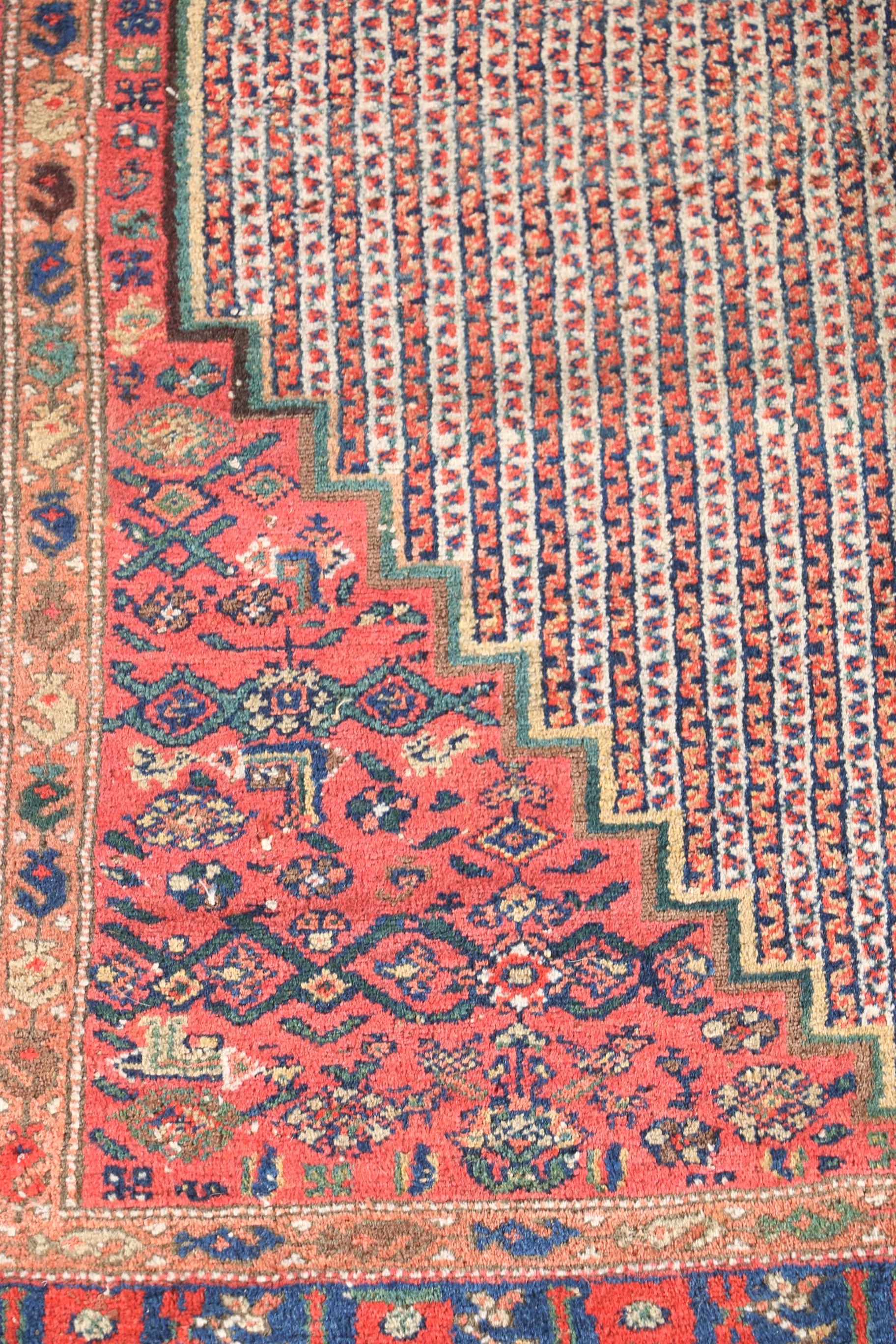 Antique Hand-Knotted Kurdish Area Rug