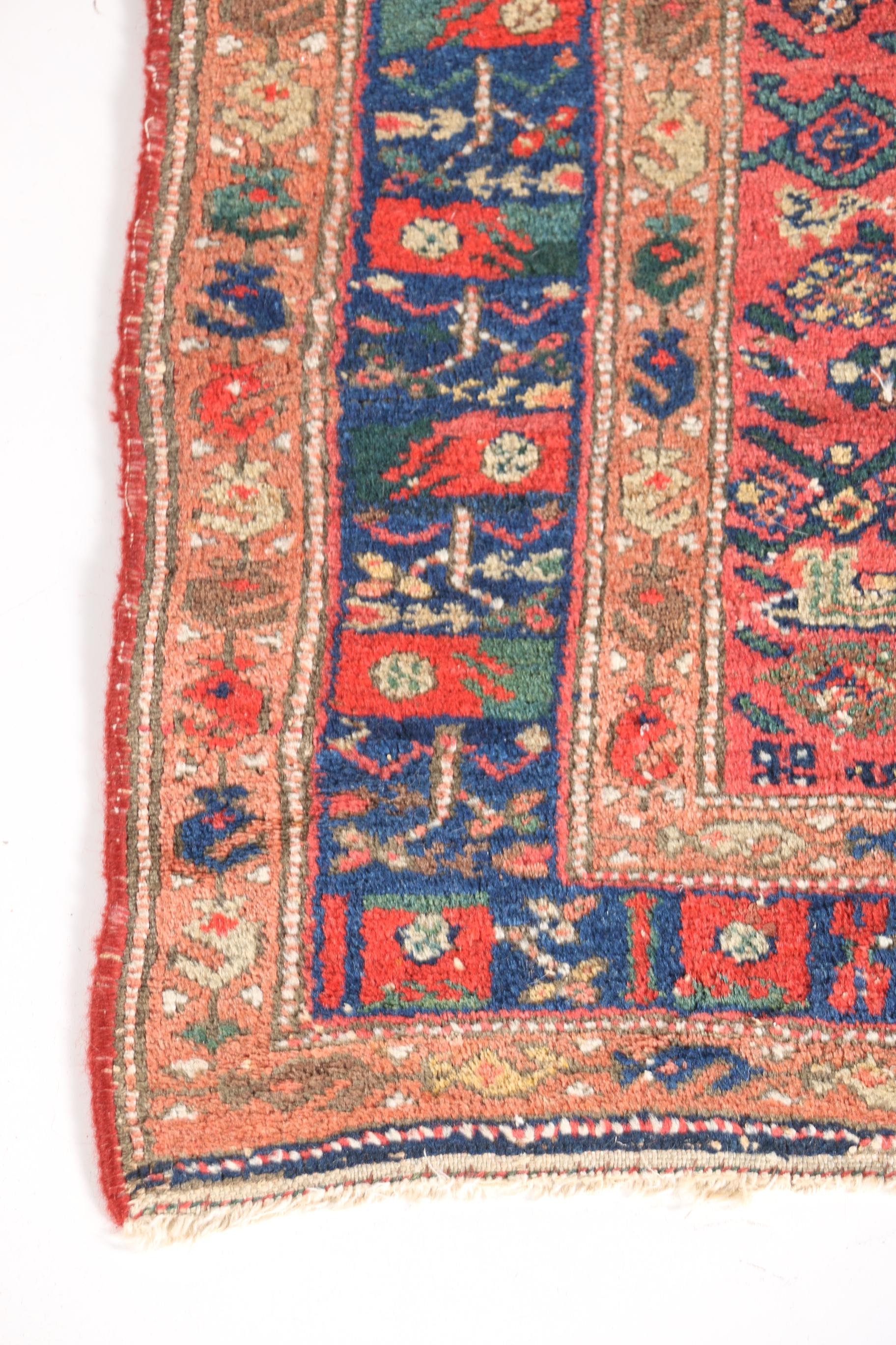 Antique Hand-Knotted Kurdish Area Rug