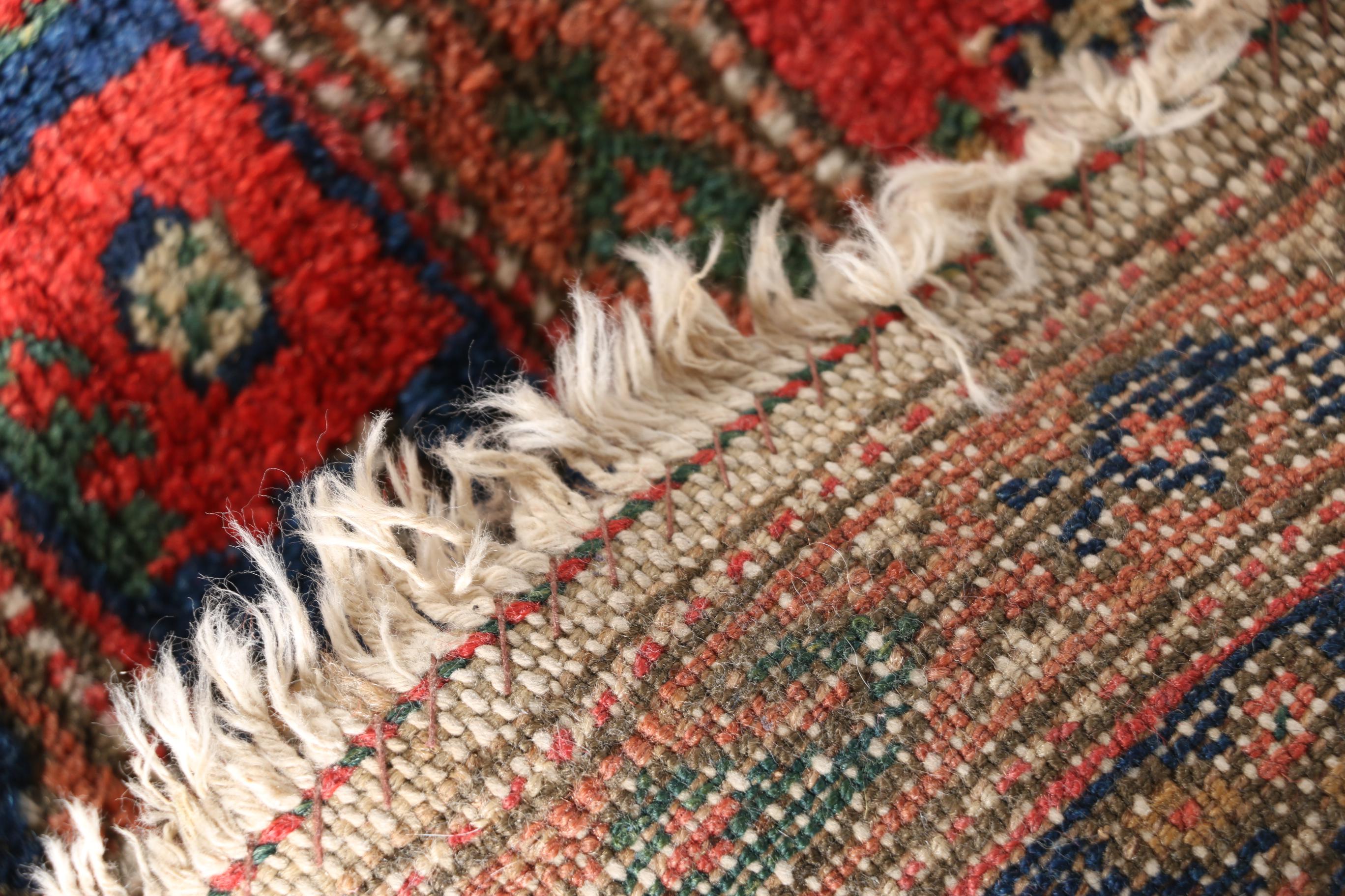 Antique Hand-Knotted Kurdish Area Rug