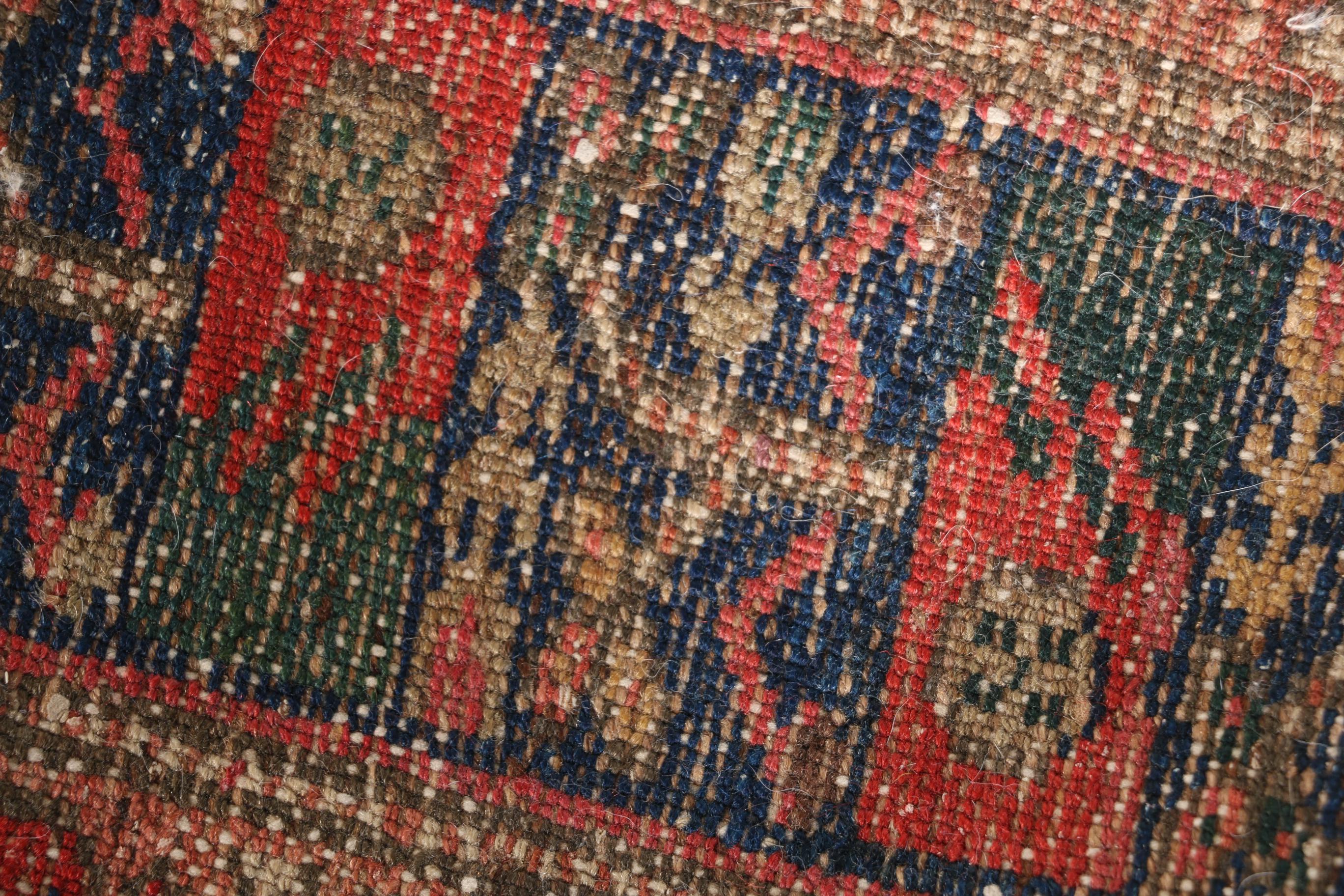 Antique Hand-Knotted Kurdish Area Rug