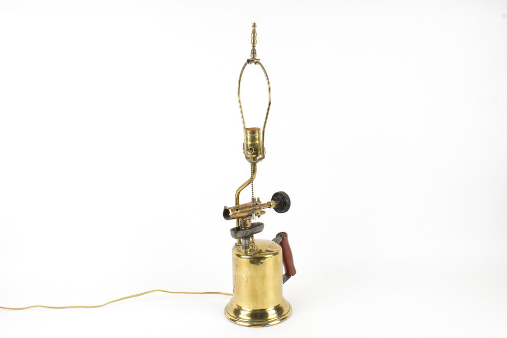 Vintage Clayton Lambert Brass Blow Torch Table Lamp