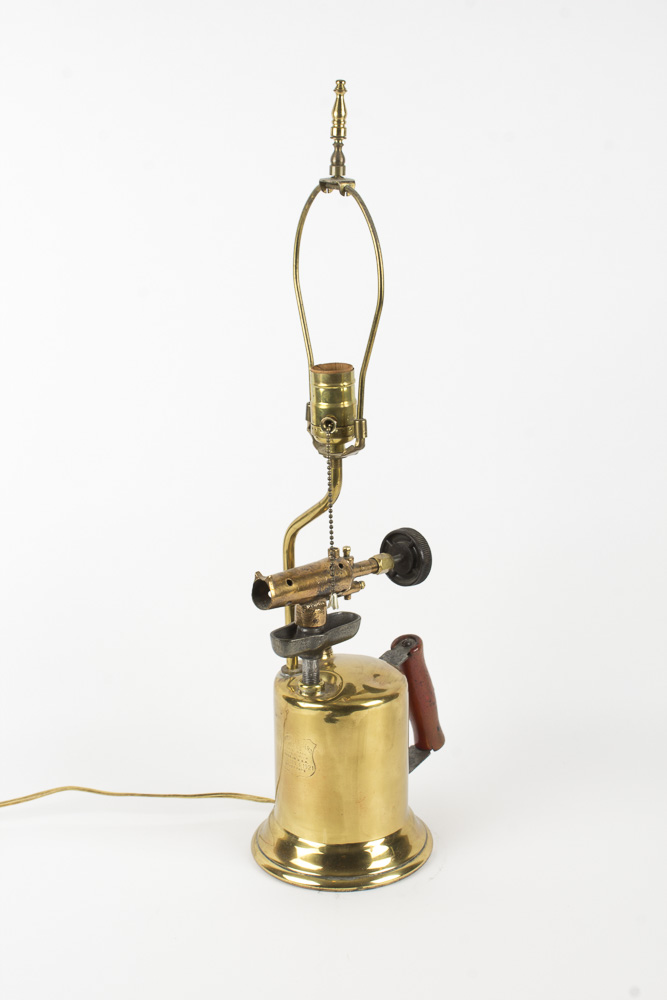 Vintage Clayton Lambert Brass Blow Torch Table Lamp