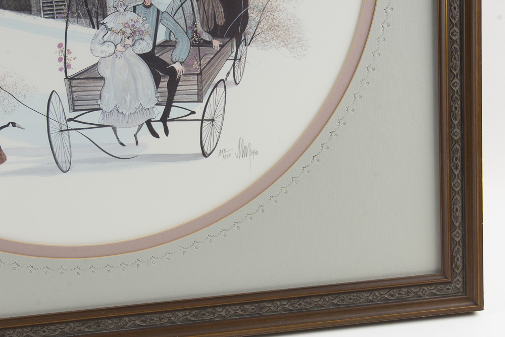 P. Buckley Moss Signed and Numbered Offset Lithograph of Newlyweds