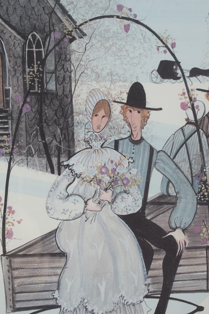 P. Buckley Moss Signed and Numbered Offset Lithograph of Newlyweds