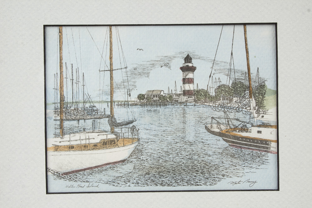 Martin Barry Lighthouse Prints Presented Inside Reused Window Frame