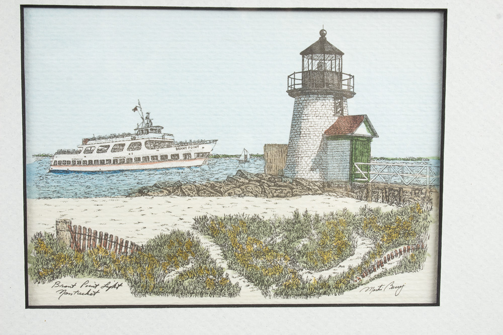 Martin Barry Lighthouse Prints Presented Inside Reused Window Frame