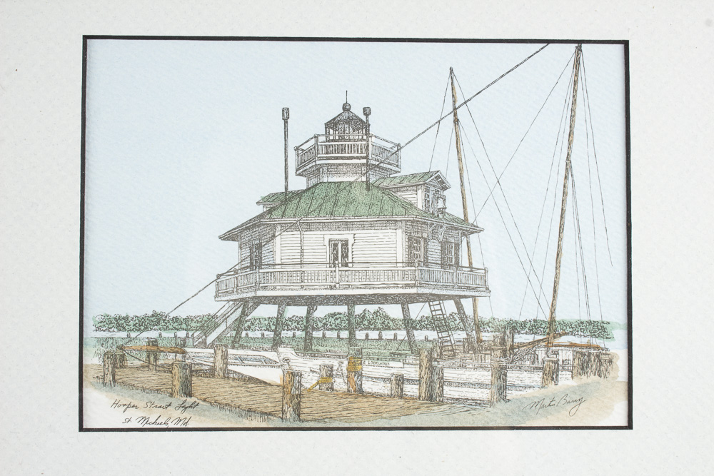 Martin Barry Lighthouse Prints Presented Inside Reused Window Frame