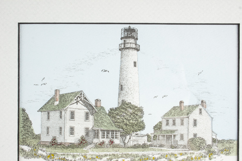 Martin Barry Lighthouse Prints Presented Inside Reused Window Frame