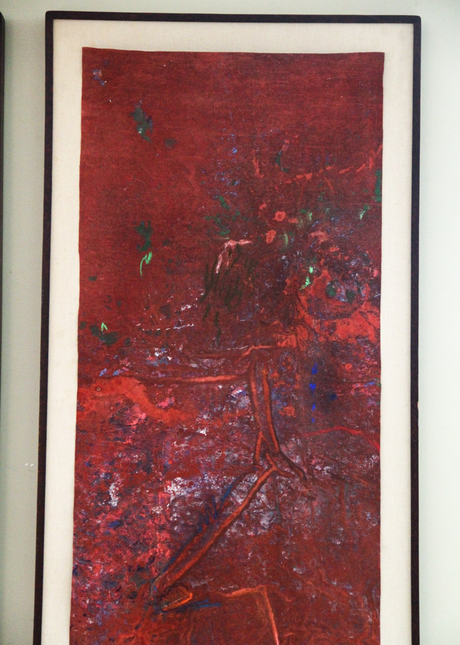 Pair of S. Glass Signed Oil Diptychs on Floating Fabric