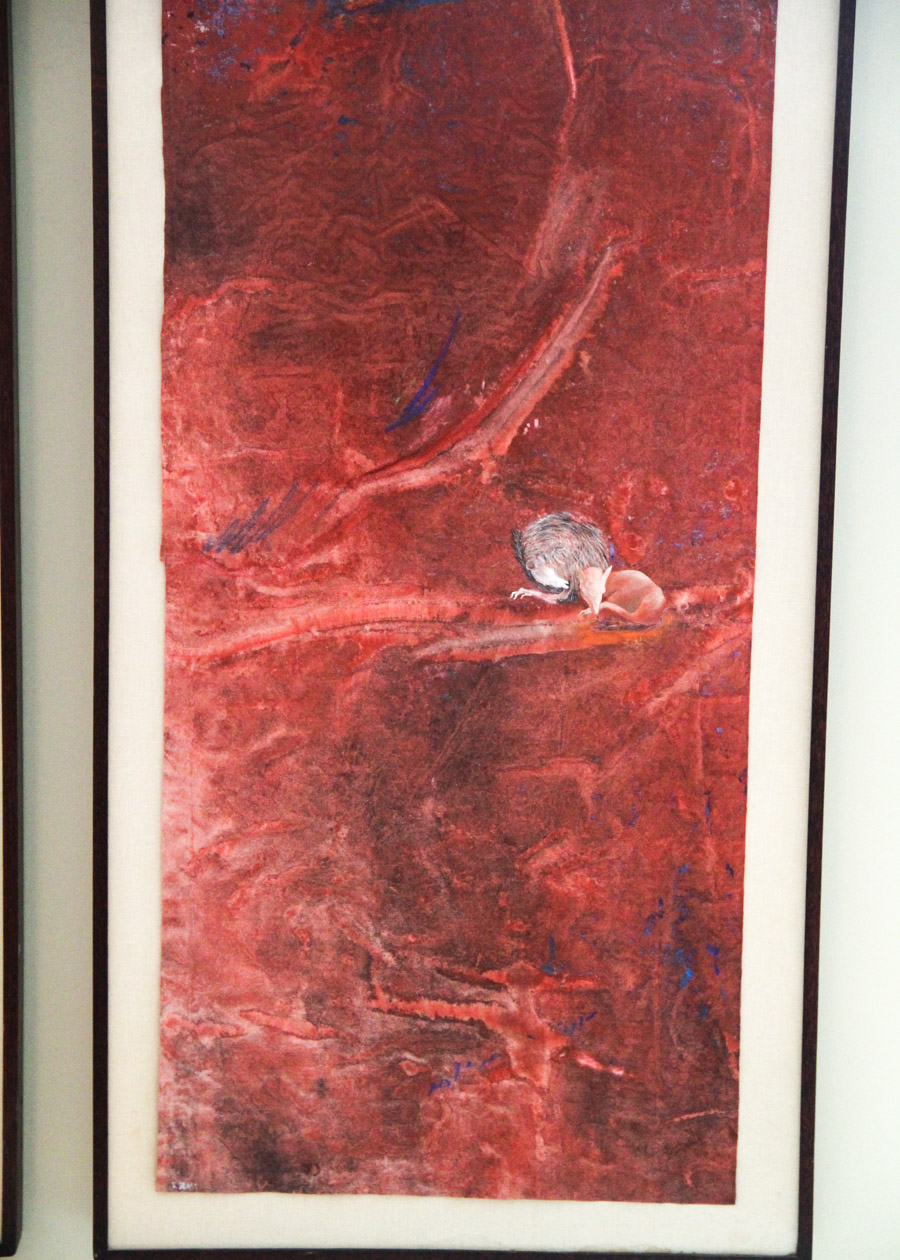 Pair of S. Glass Signed Oil Diptychs on Floating Fabric