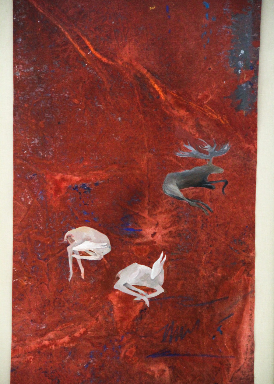 Pair of S. Glass Signed Oil Diptychs on Floating Fabric