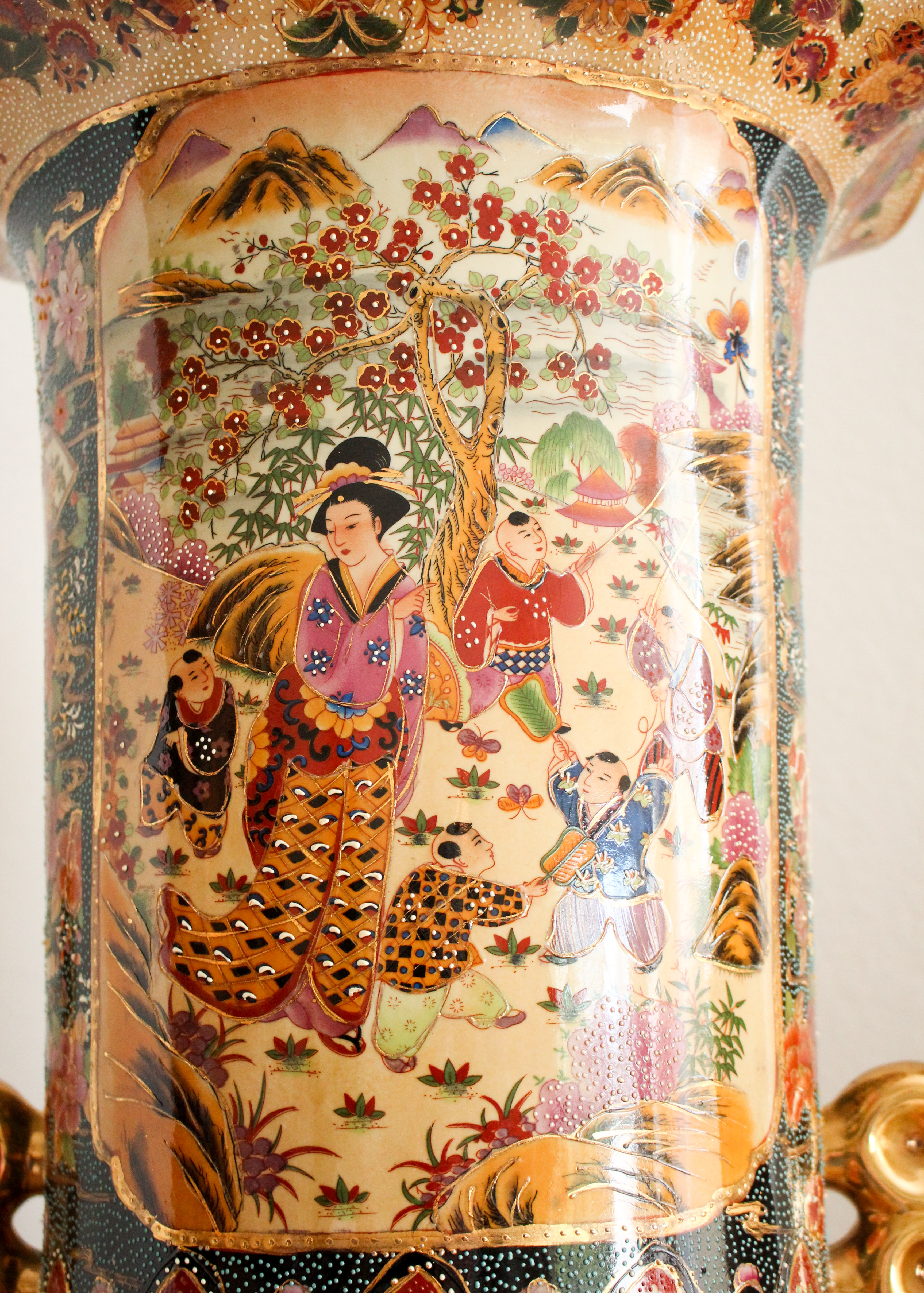 Chinese Satsuma Style Porcelain Floor Vase