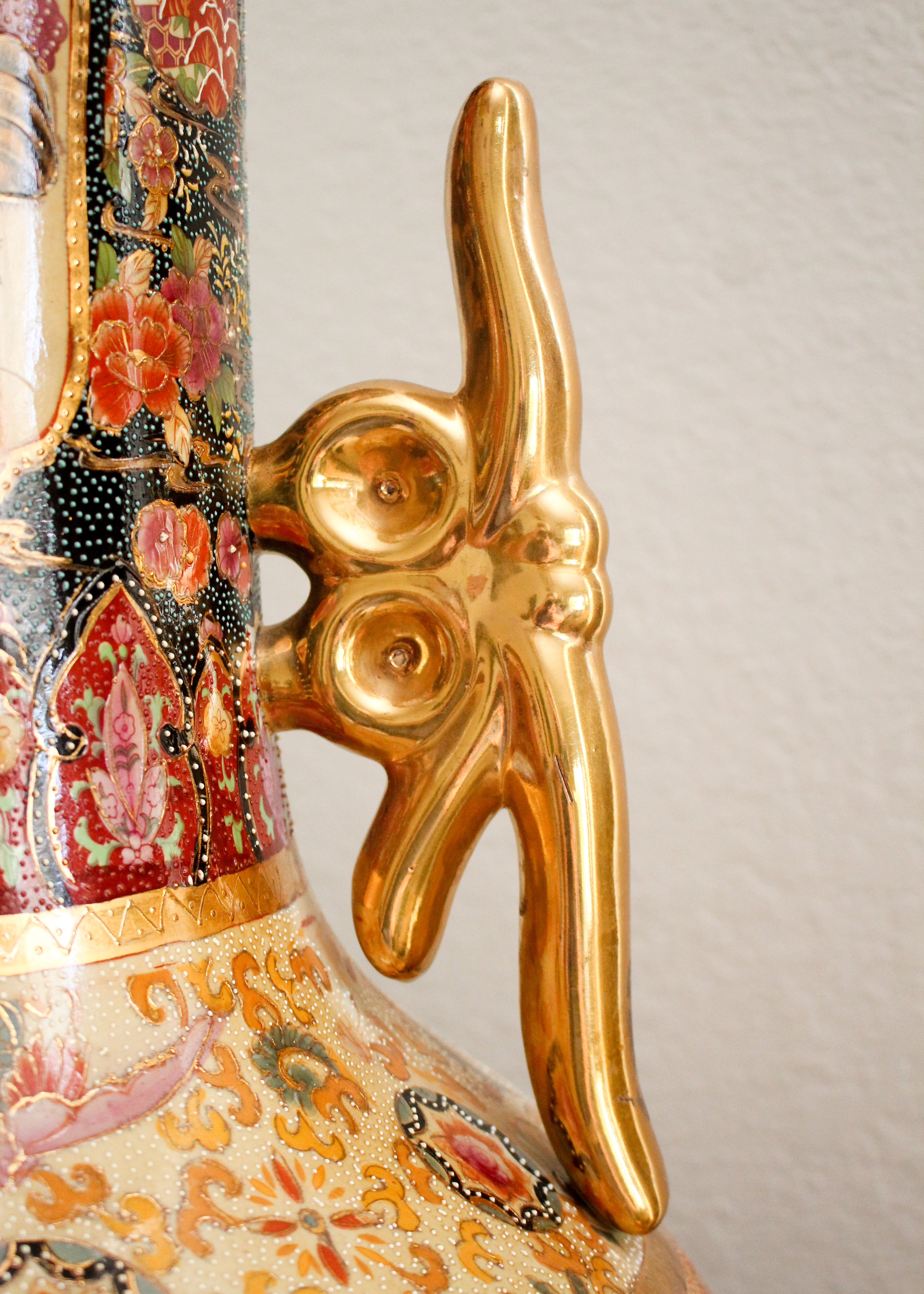 Chinese Satsuma Style Porcelain Floor Vase