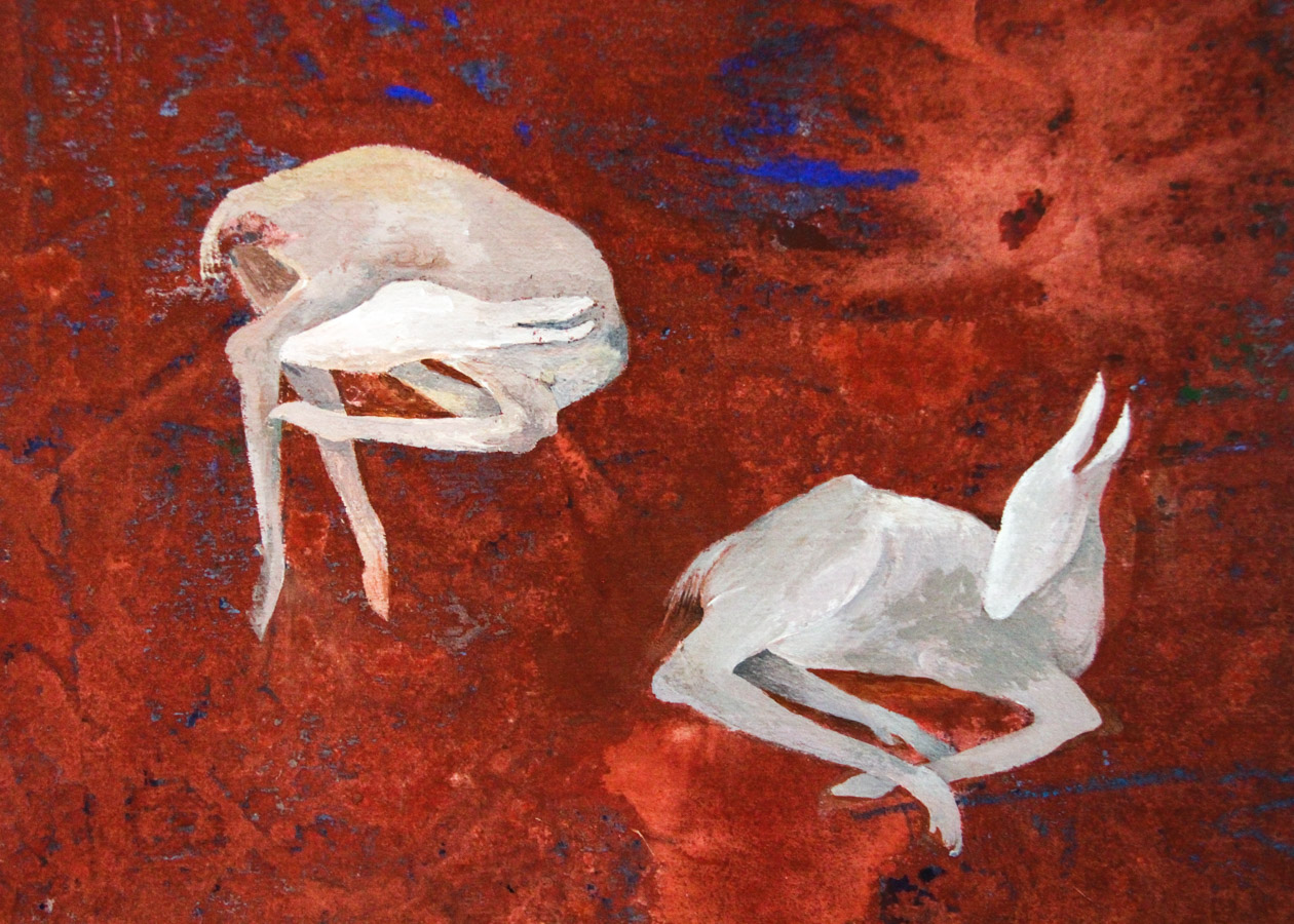 Pair of S. Glass Signed Oil Diptychs on Floating Fabric