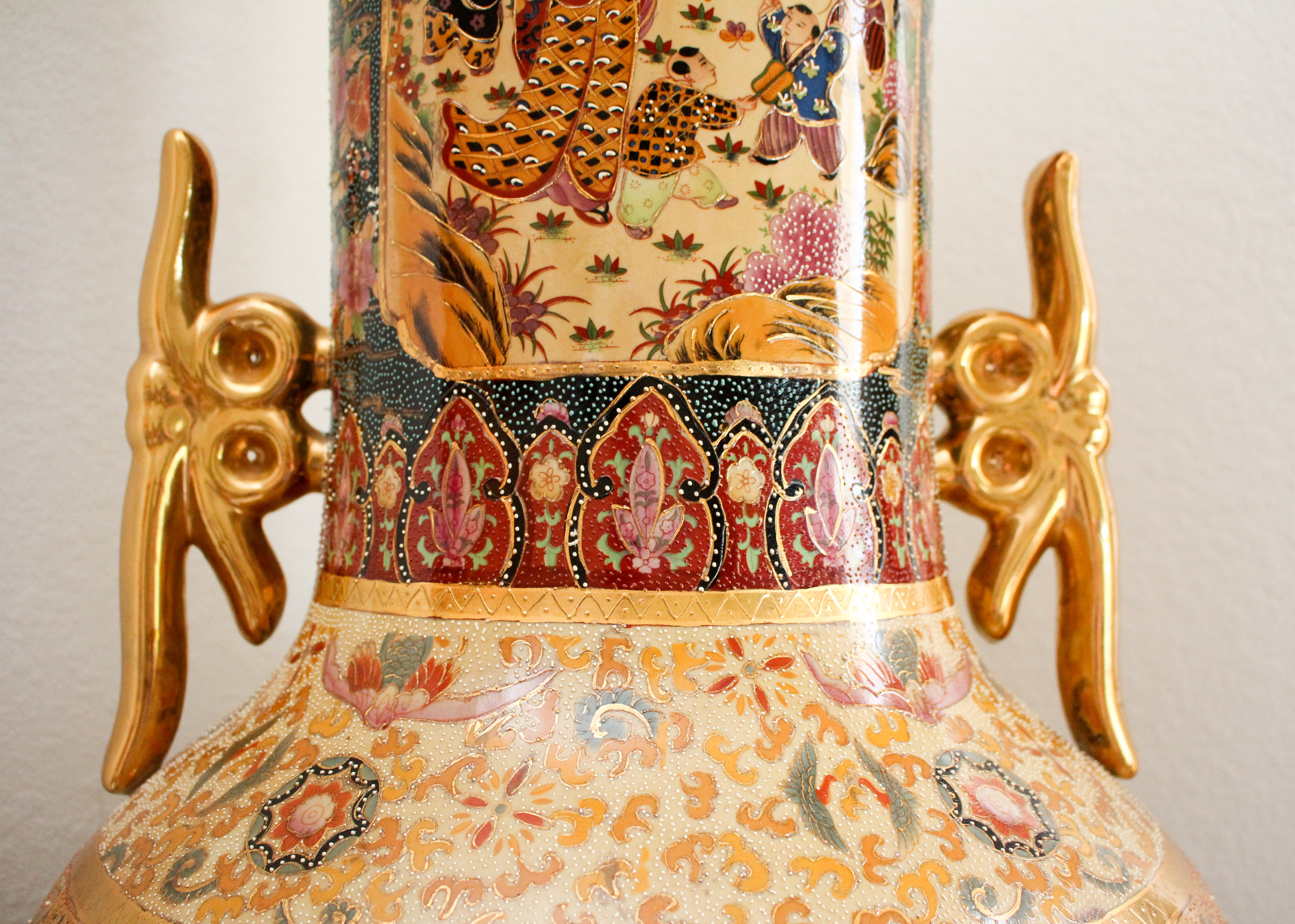 Chinese Satsuma Style Porcelain Floor Vase