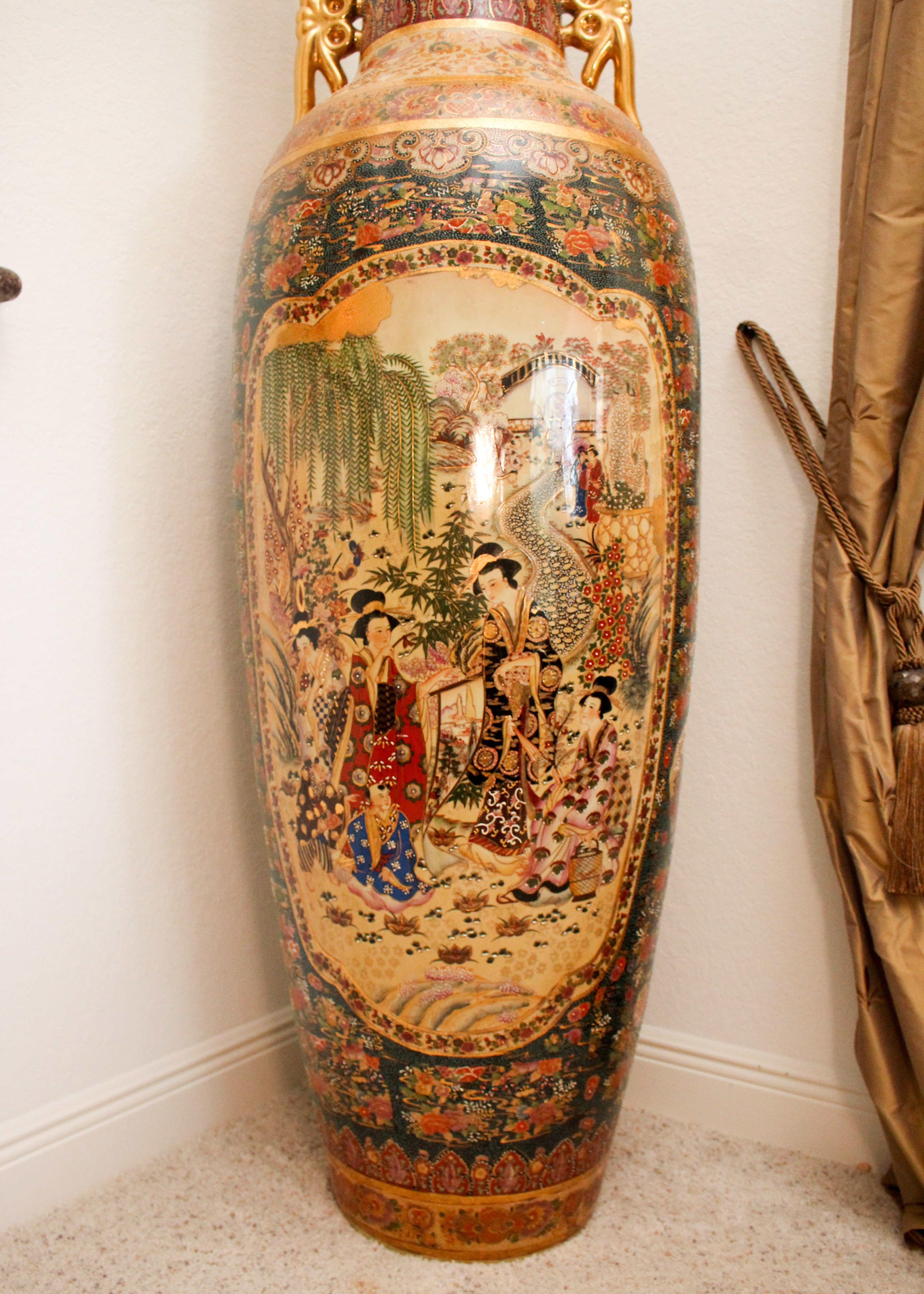 Chinese Satsuma Style Porcelain Floor Vase