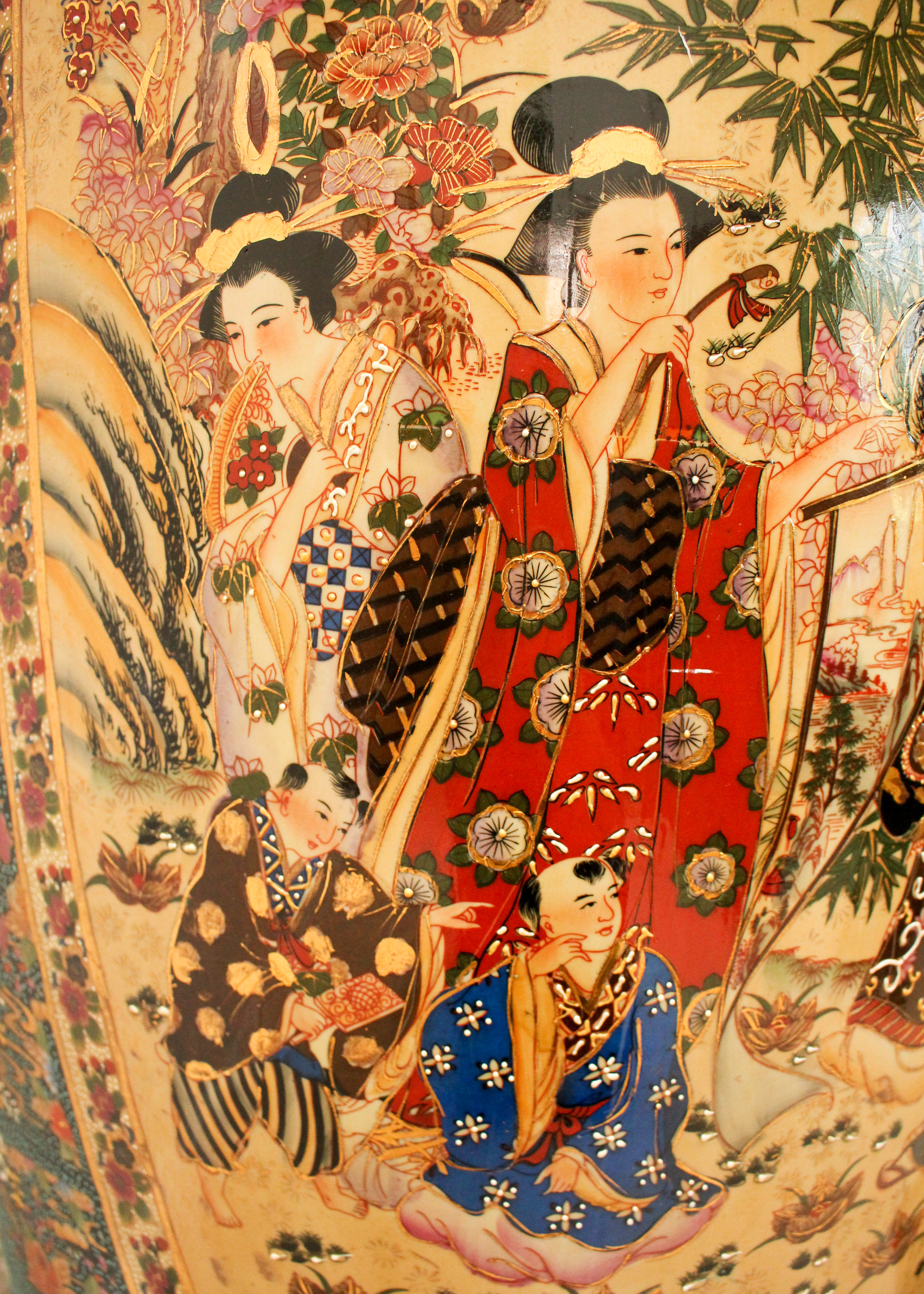 Chinese Satsuma Style Porcelain Floor Vase