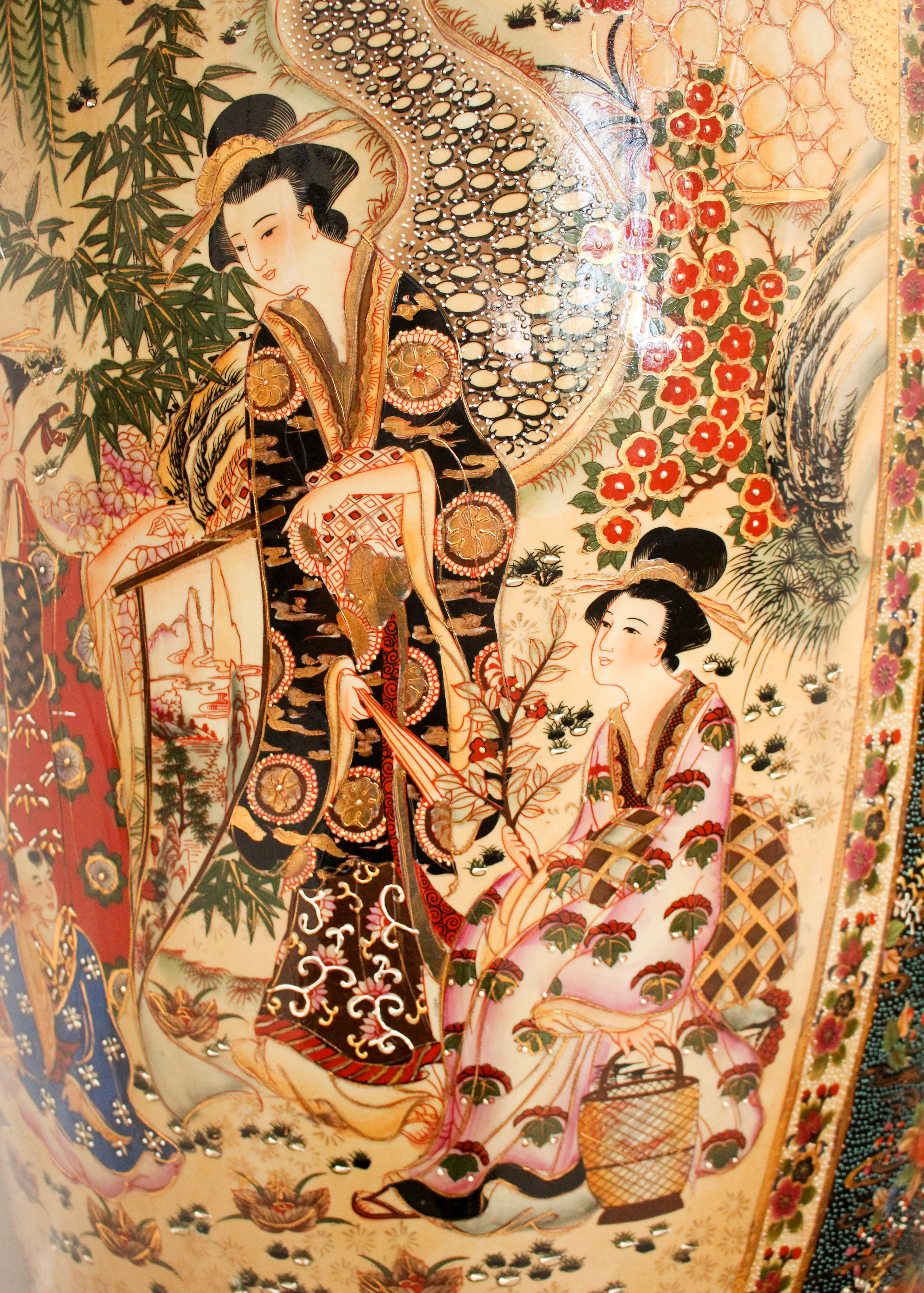 Chinese Satsuma Style Porcelain Floor Vase