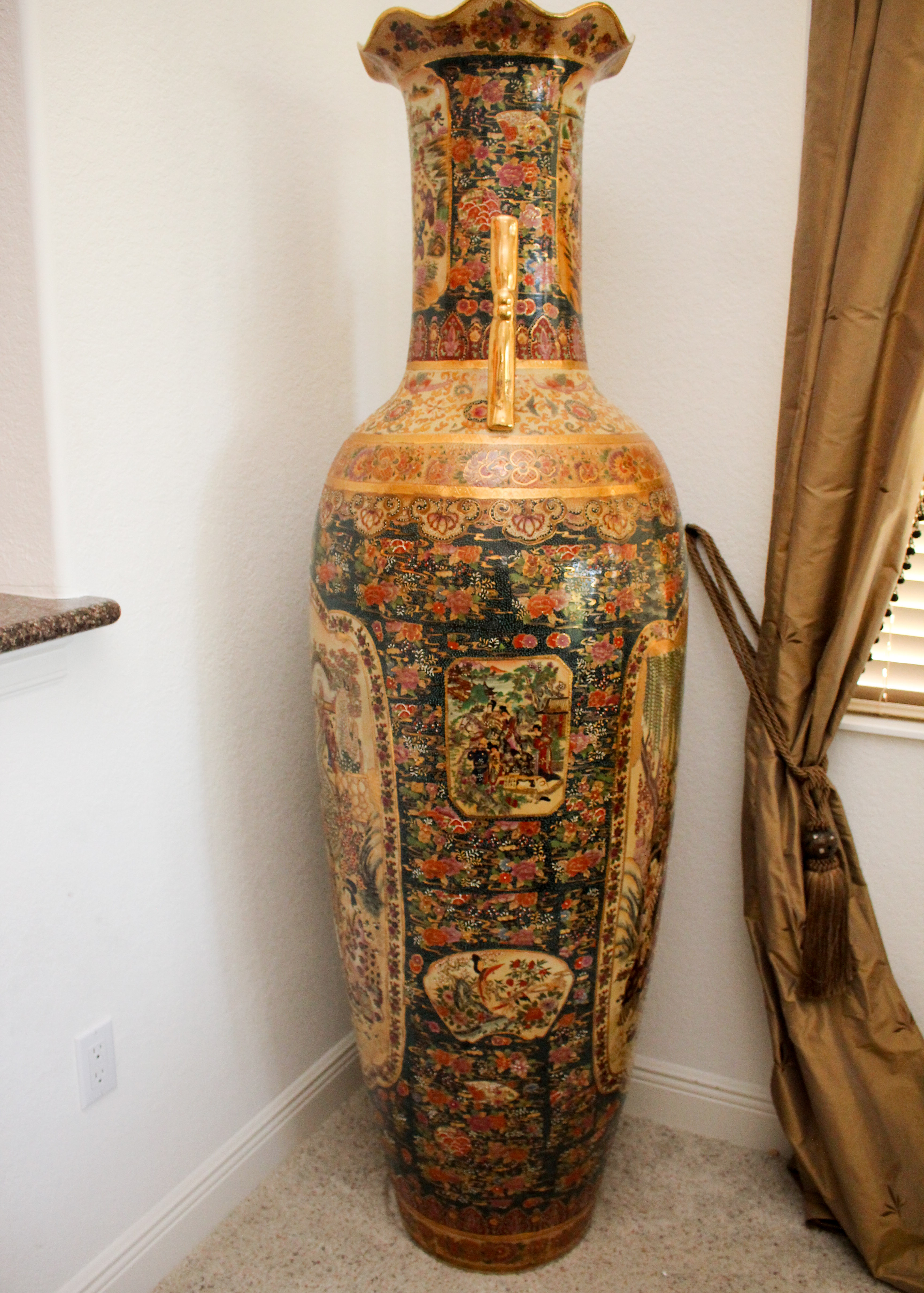 Chinese Satsuma Style Porcelain Floor Vase