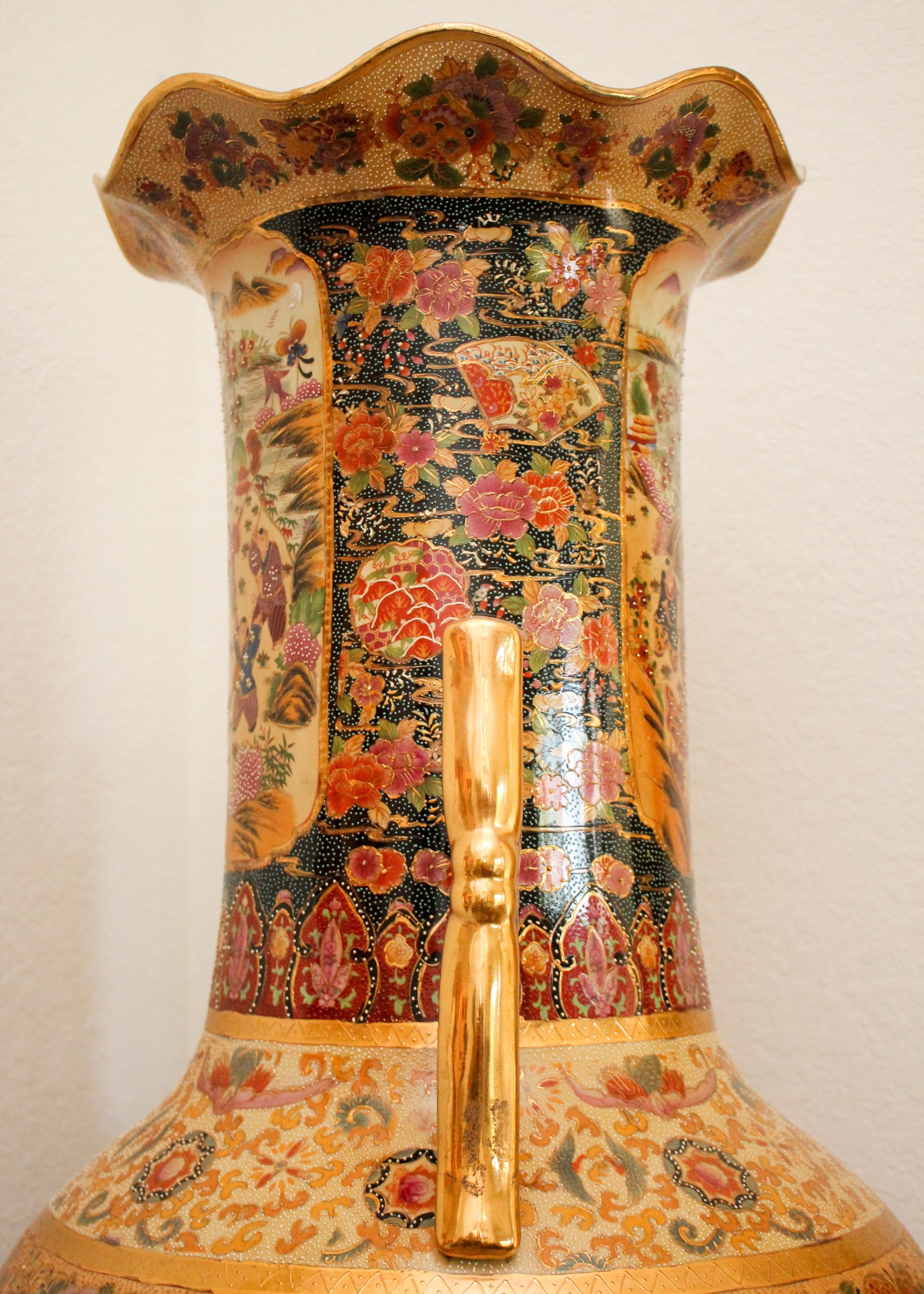 Chinese Satsuma Style Porcelain Floor Vase