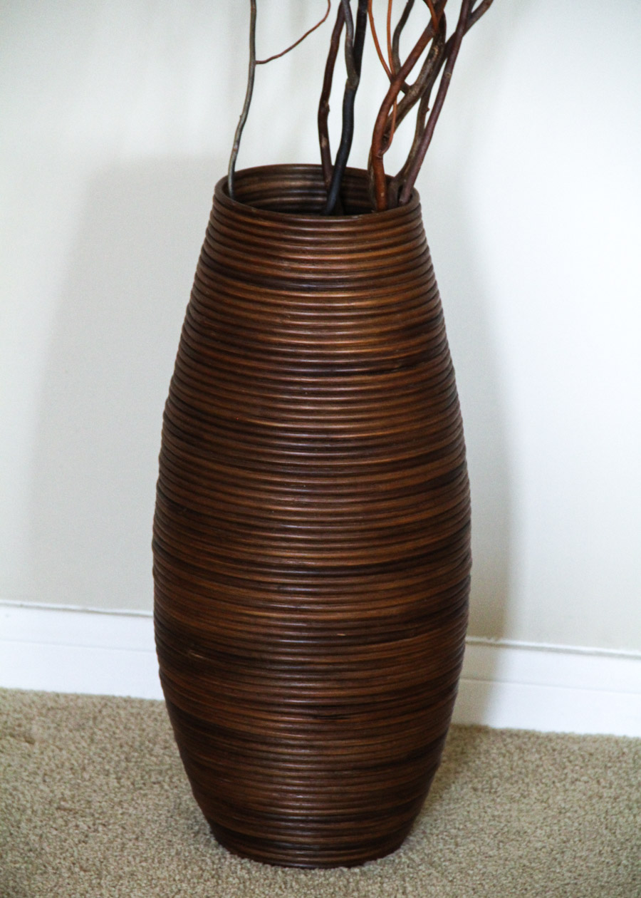 Lamp, Vase and Large Rattan Wrapped Floor Vase Collection