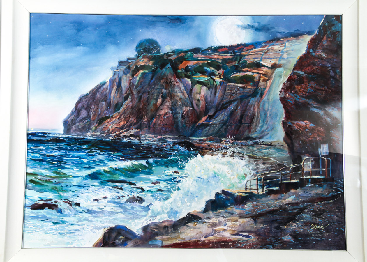 Rick Delanty Watercolor "December Moonset"