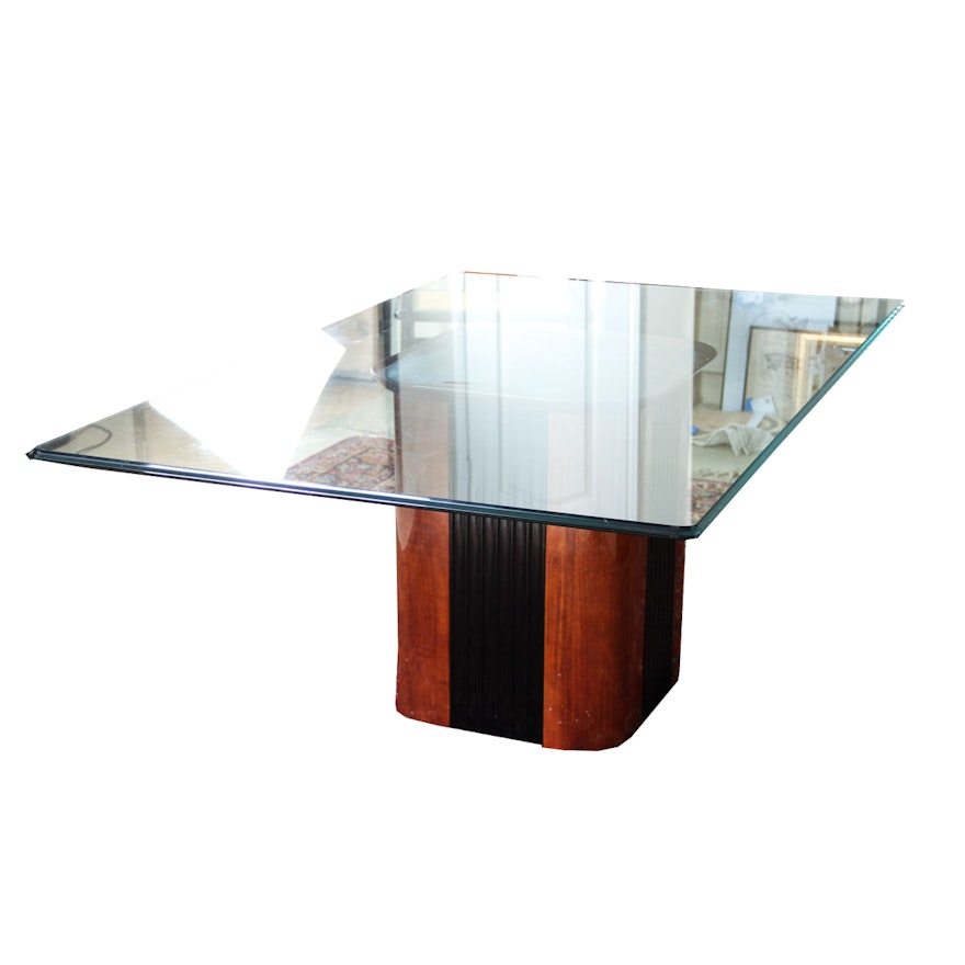 Glass and Wood Dining Table