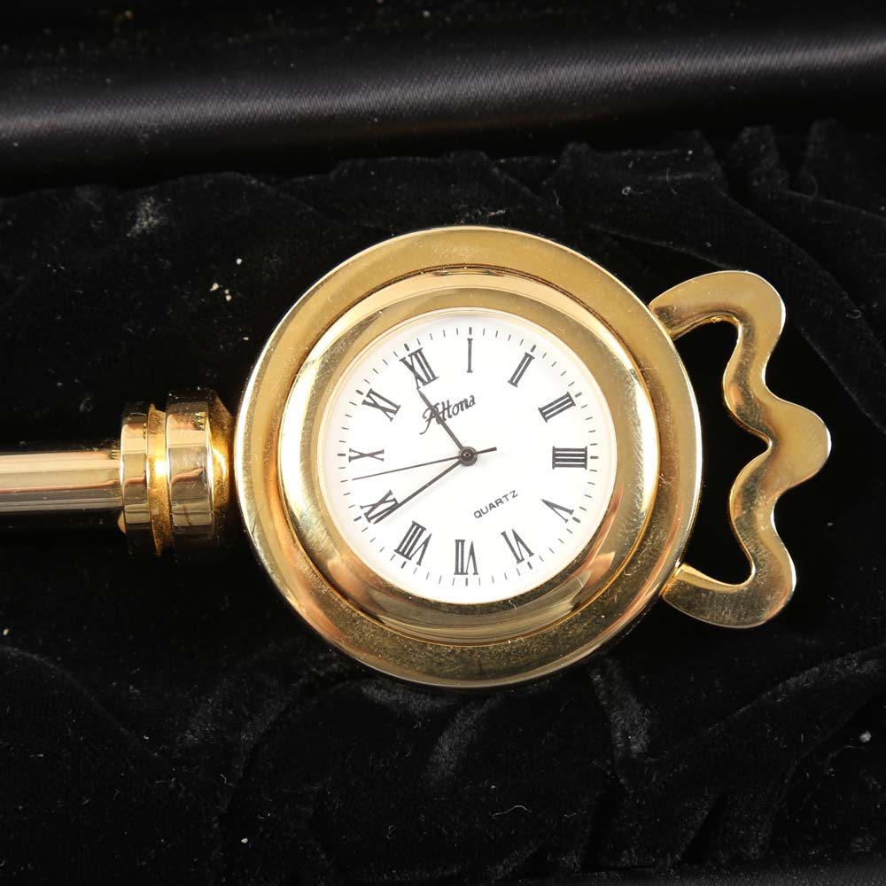 Springfield Wall Barometer, Cooper Thermometer and a Petite Altona Figural Clock