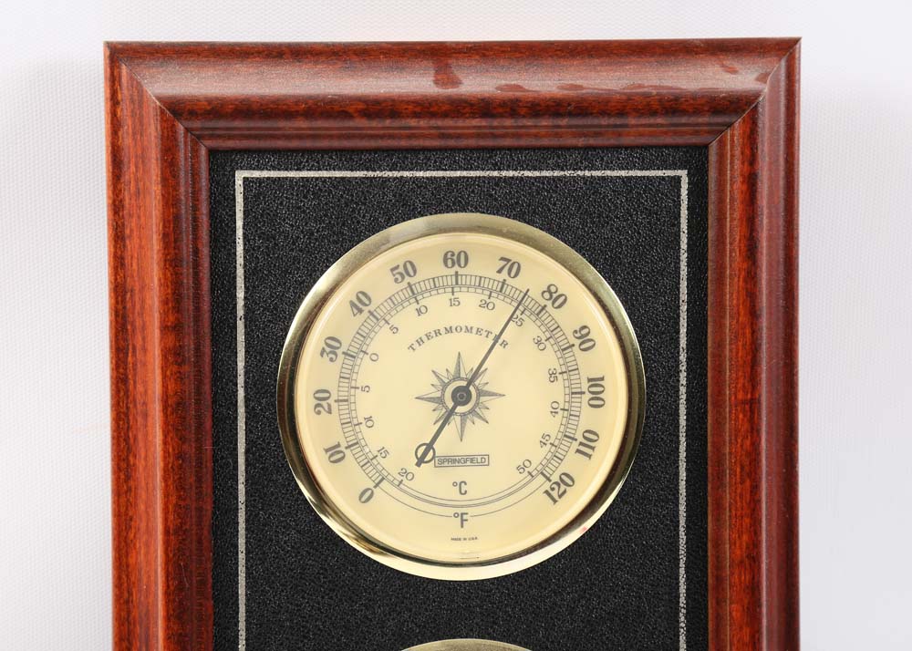 Springfield Wall Barometer, Cooper Thermometer and a Petite Altona Figural Clock