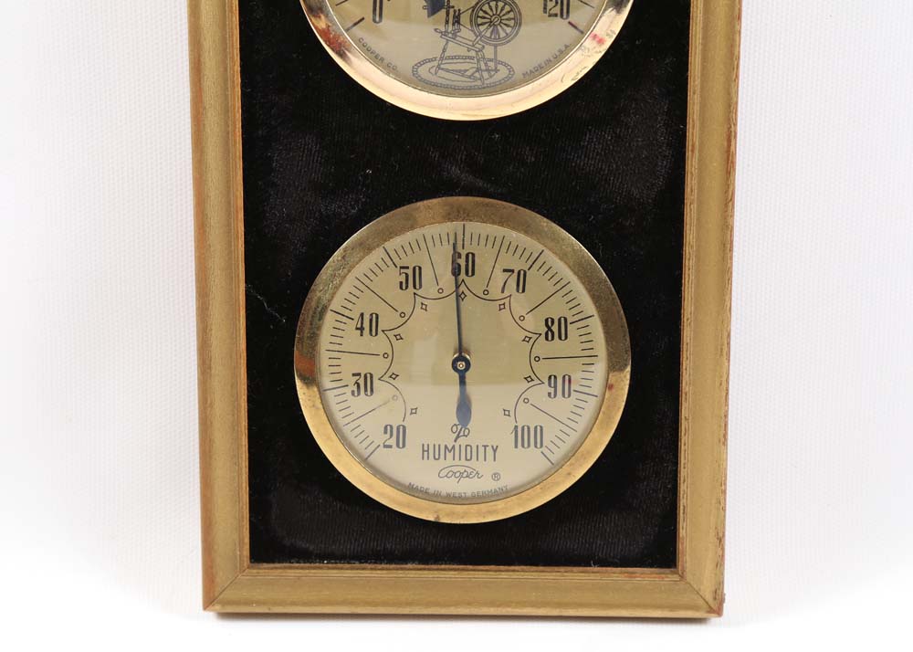 Springfield Wall Barometer, Cooper Thermometer and a Petite Altona Figural Clock