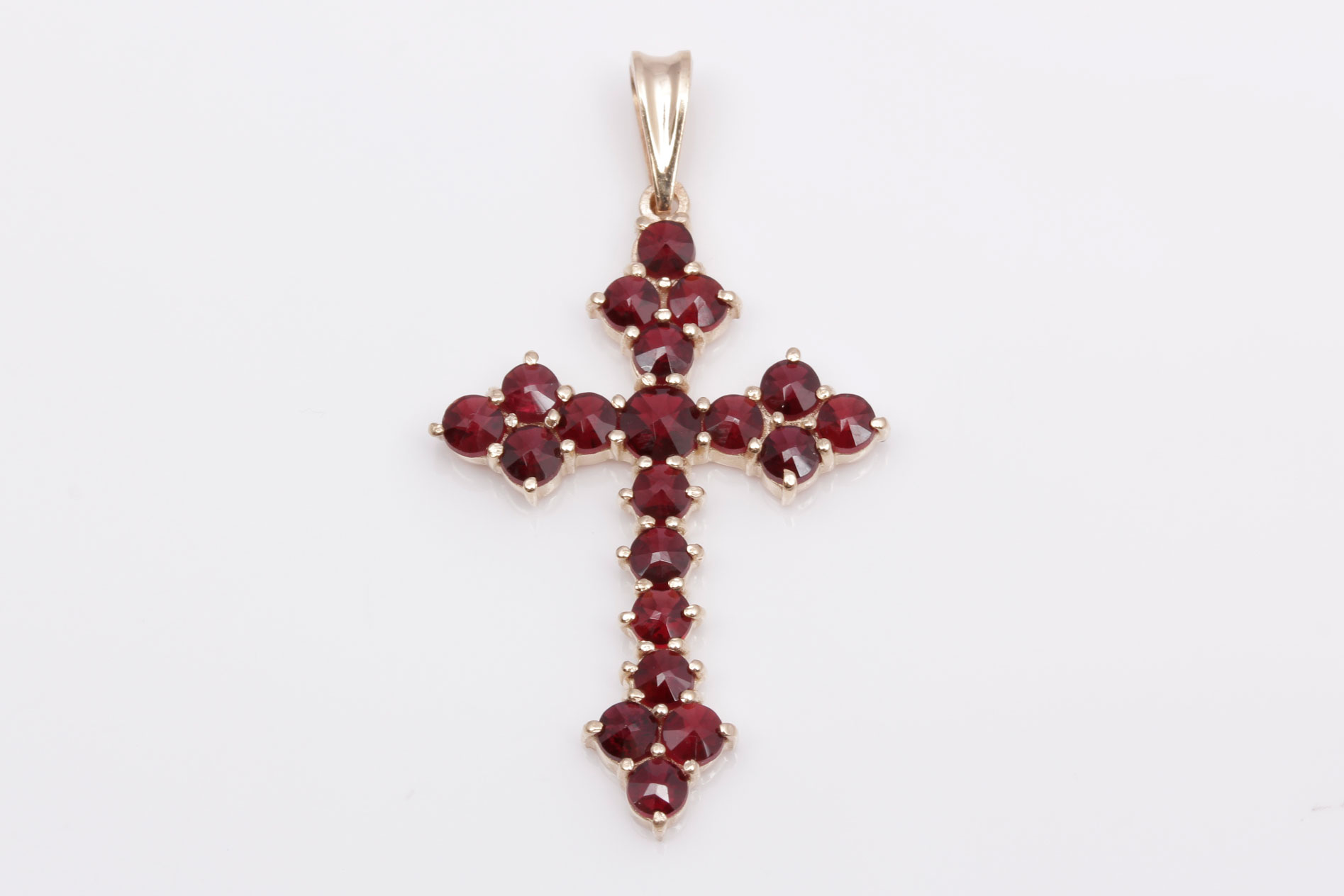 14K Yellow Gold 2.85 CTW Garnet Cross Pendant