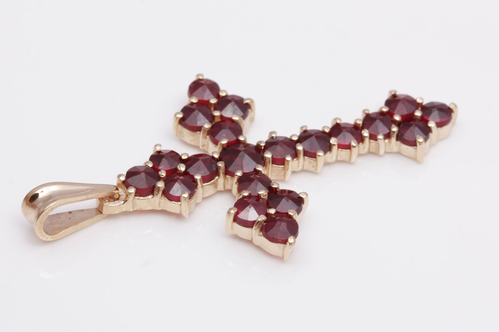 14K Yellow Gold 2.85 CTW Garnet Cross Pendant