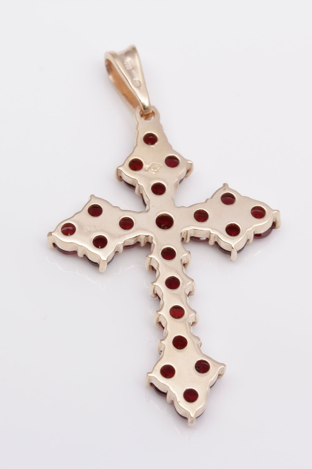 14K Yellow Gold 2.85 CTW Garnet Cross Pendant