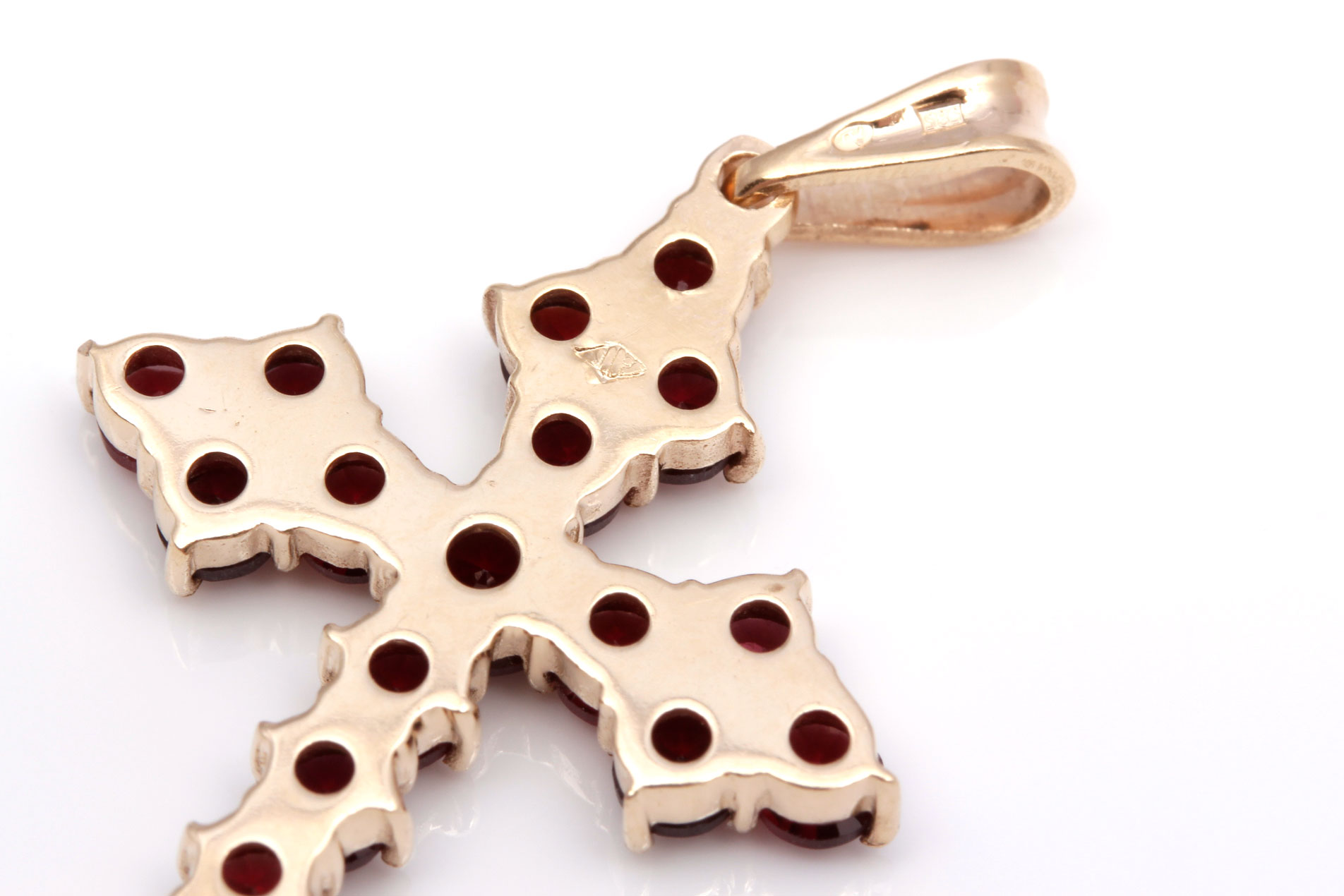 14K Yellow Gold 2.85 CTW Garnet Cross Pendant