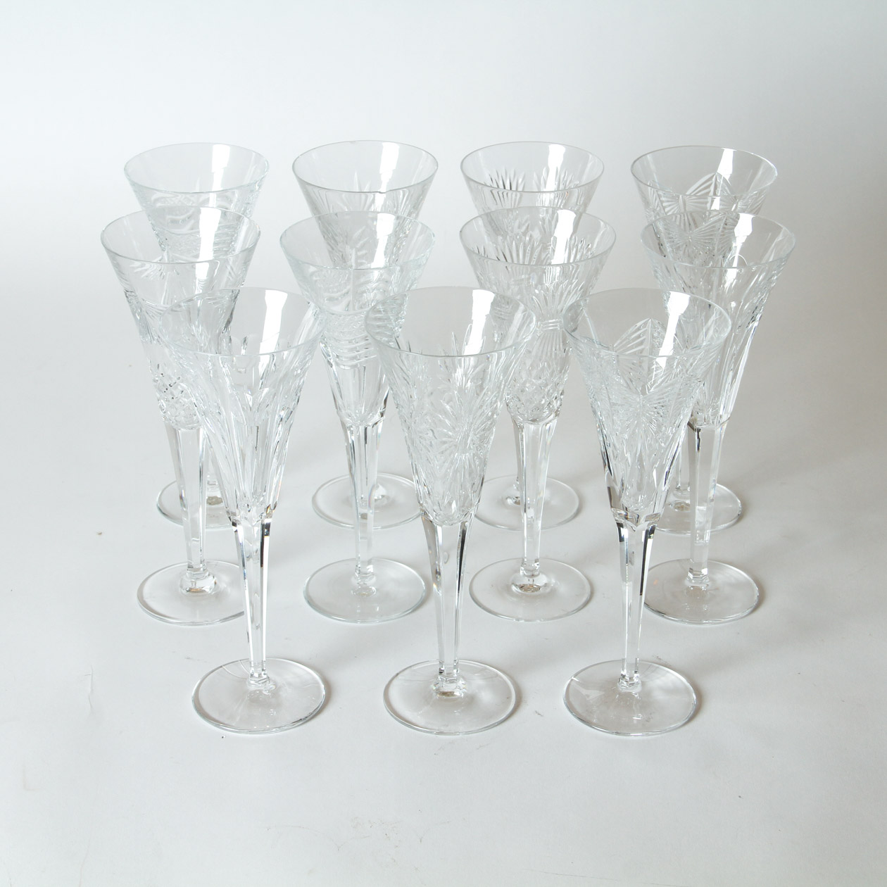 Collection of Eleven Waterford  Crystal Champagne Flutes