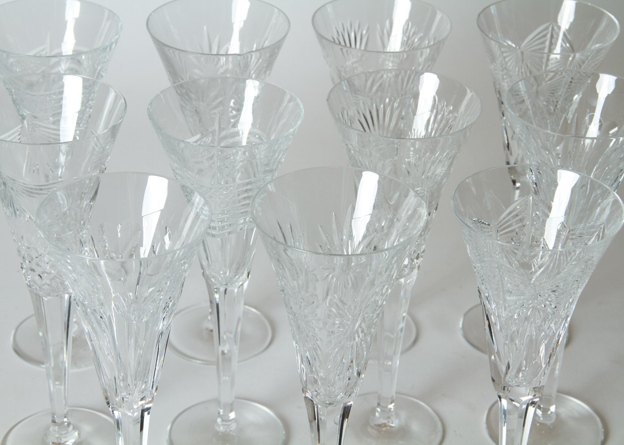 Collection of Eleven Waterford  Crystal Champagne Flutes