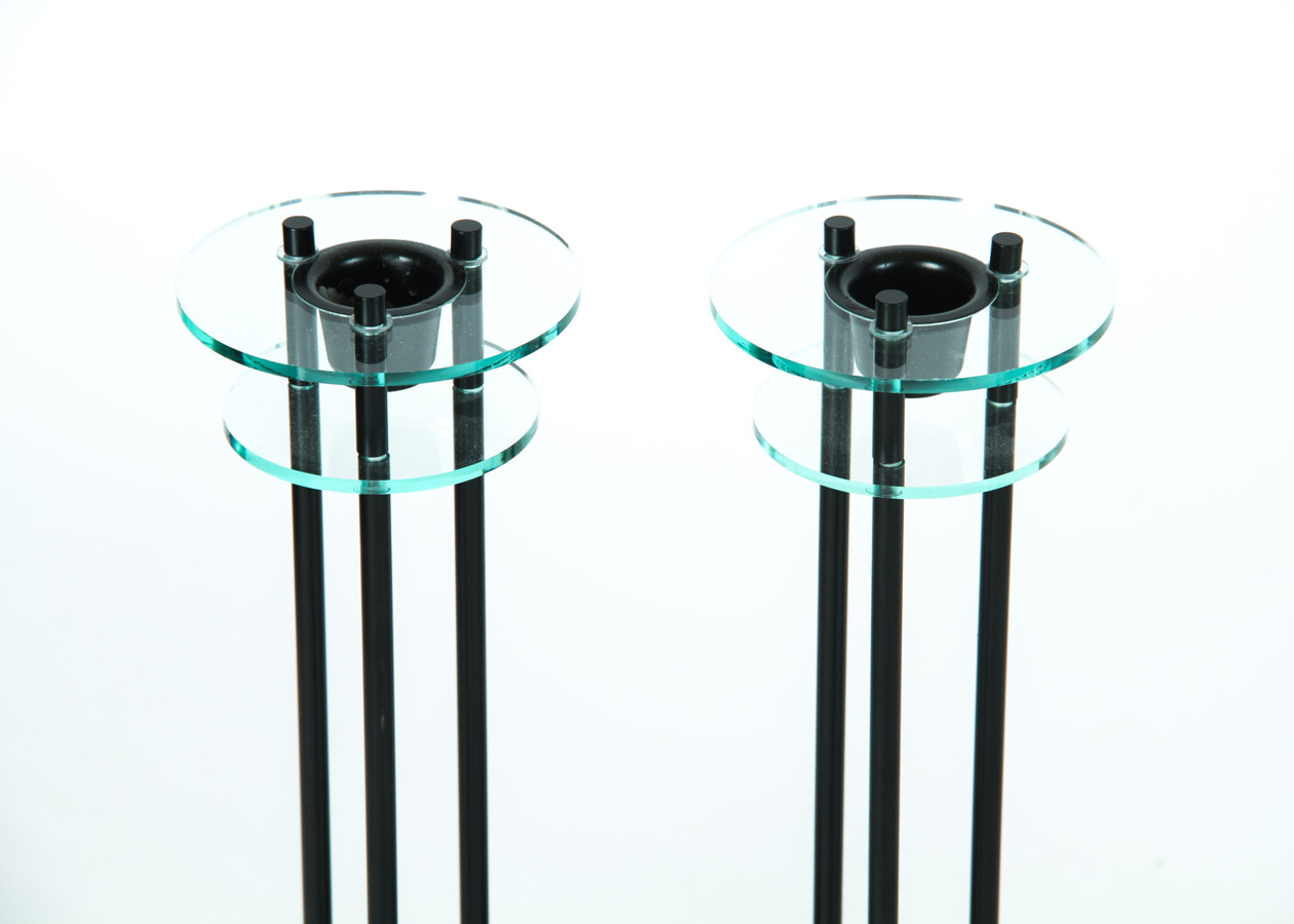 Glass Candlesticks and Bookends